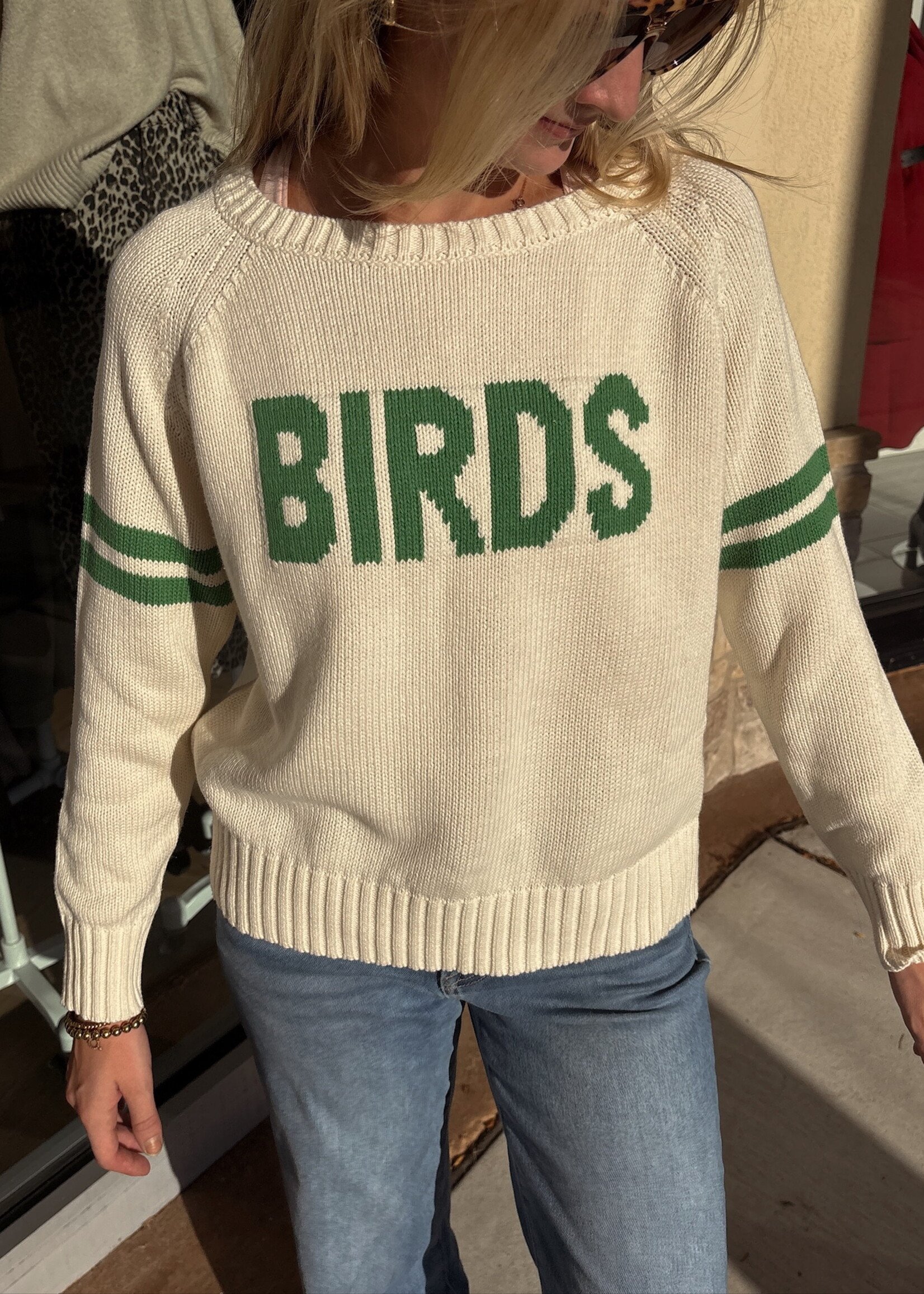 BIRDS Crewneck Raglan Thick Sweater