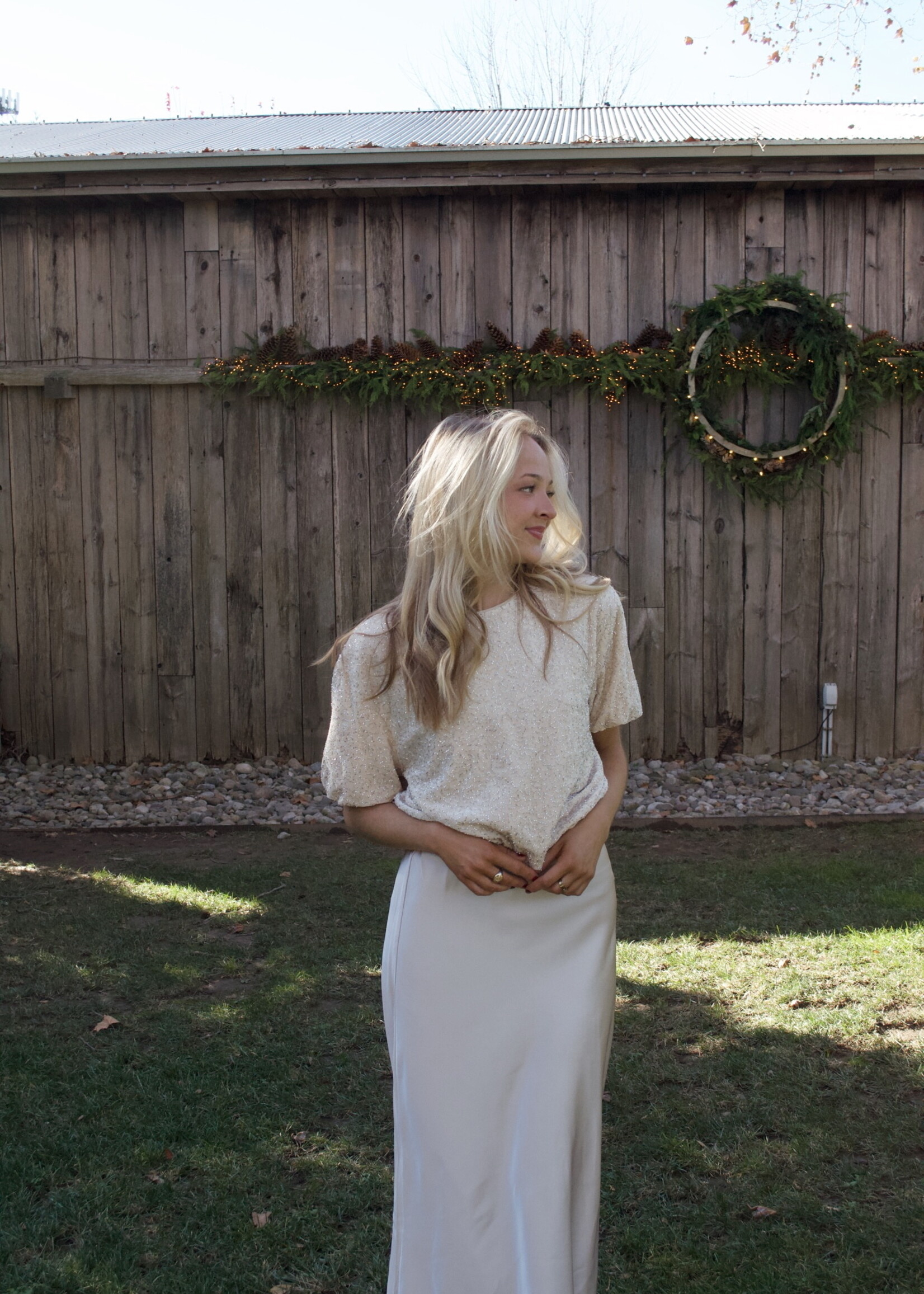 Emaline  Sequin Bubble Hem Top