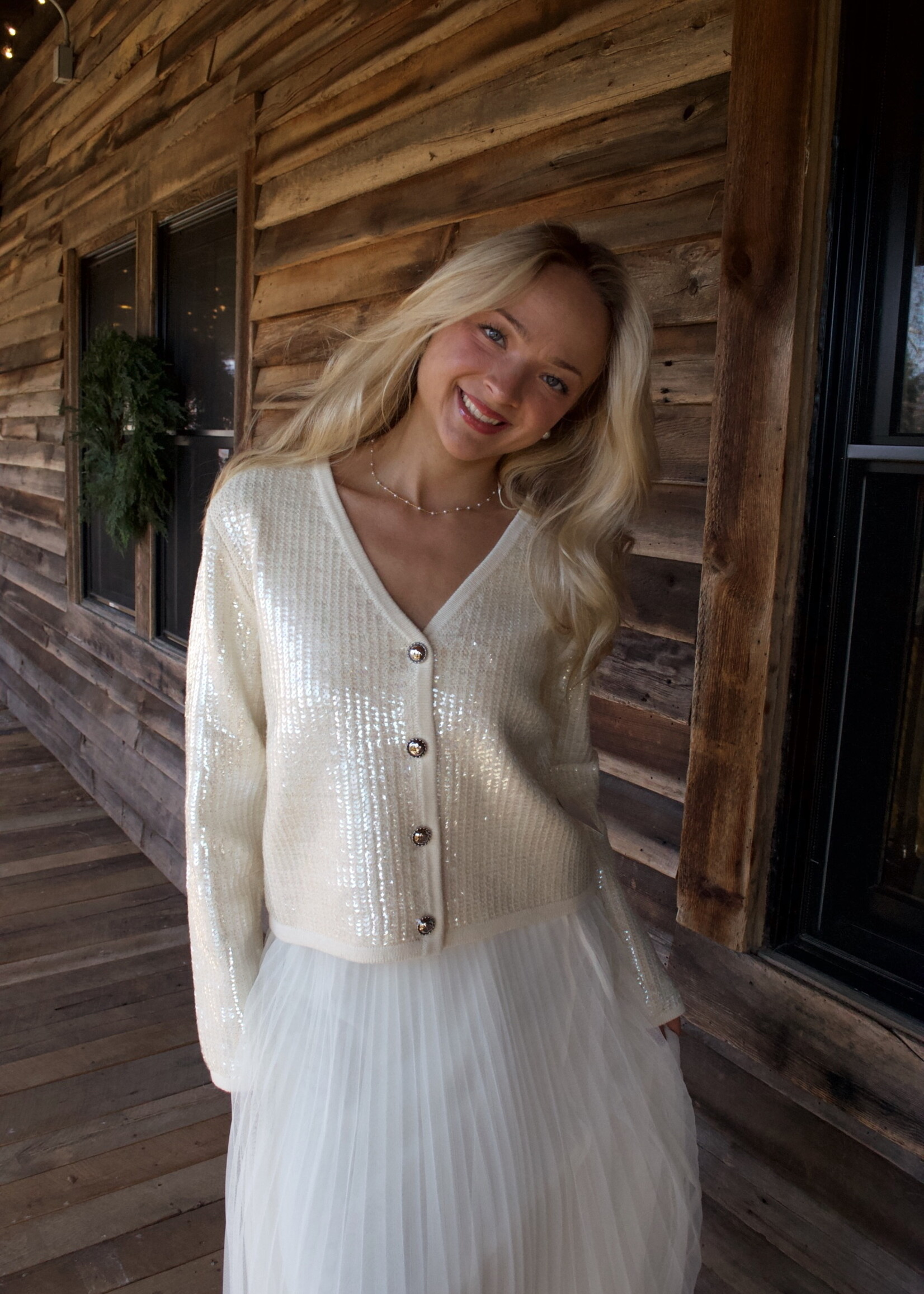 Carli Sequin Button Down Cardigan