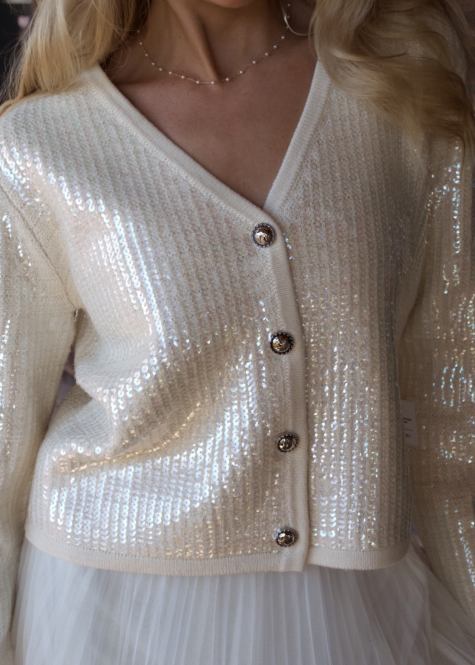 Carli Sequin Button Down Cardigan