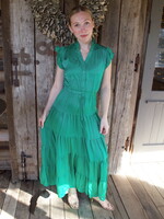 Petal Satin Tier Maxi Dress