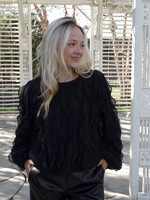 Maxine Round Neck Long Sleeve Texture Blouse