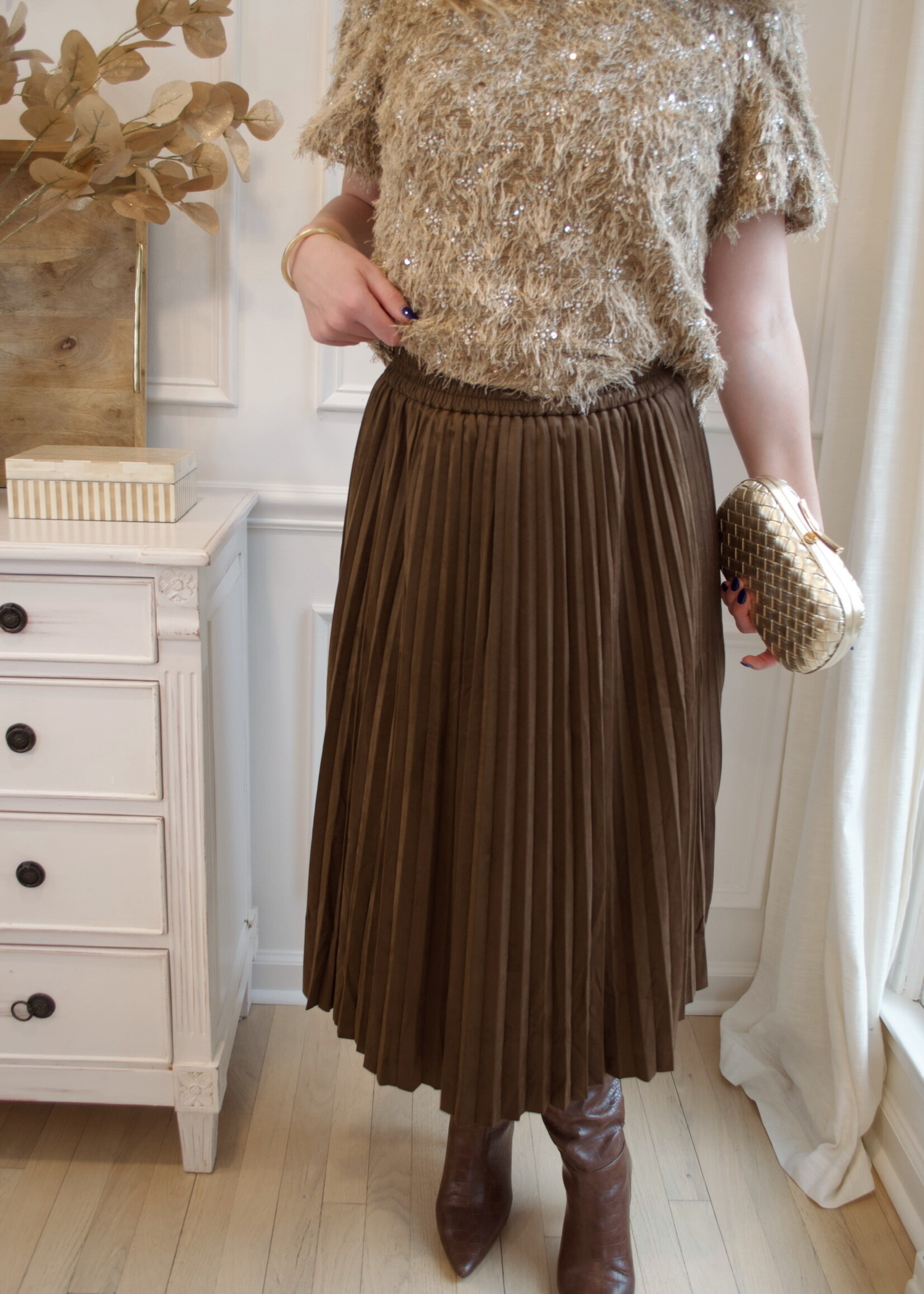 Ivy Pleated Midi Skirt