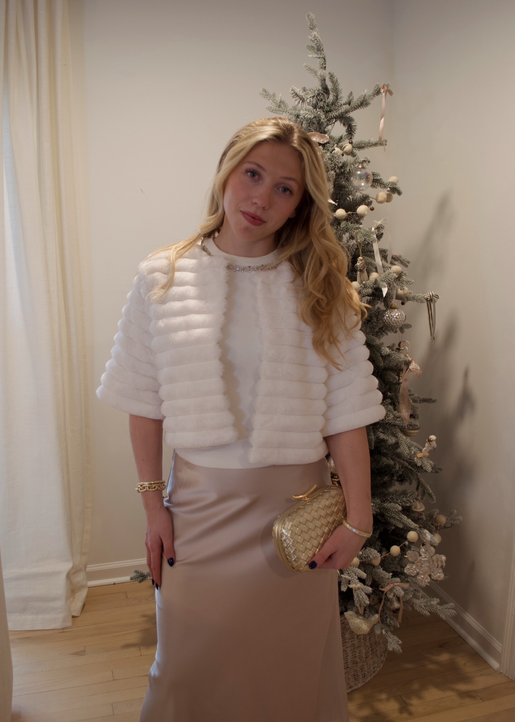 Milly Half Sleeve Faux Fur Crop Jacket