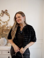 Mae Half Sleeve Faux Fur Crop Jacket