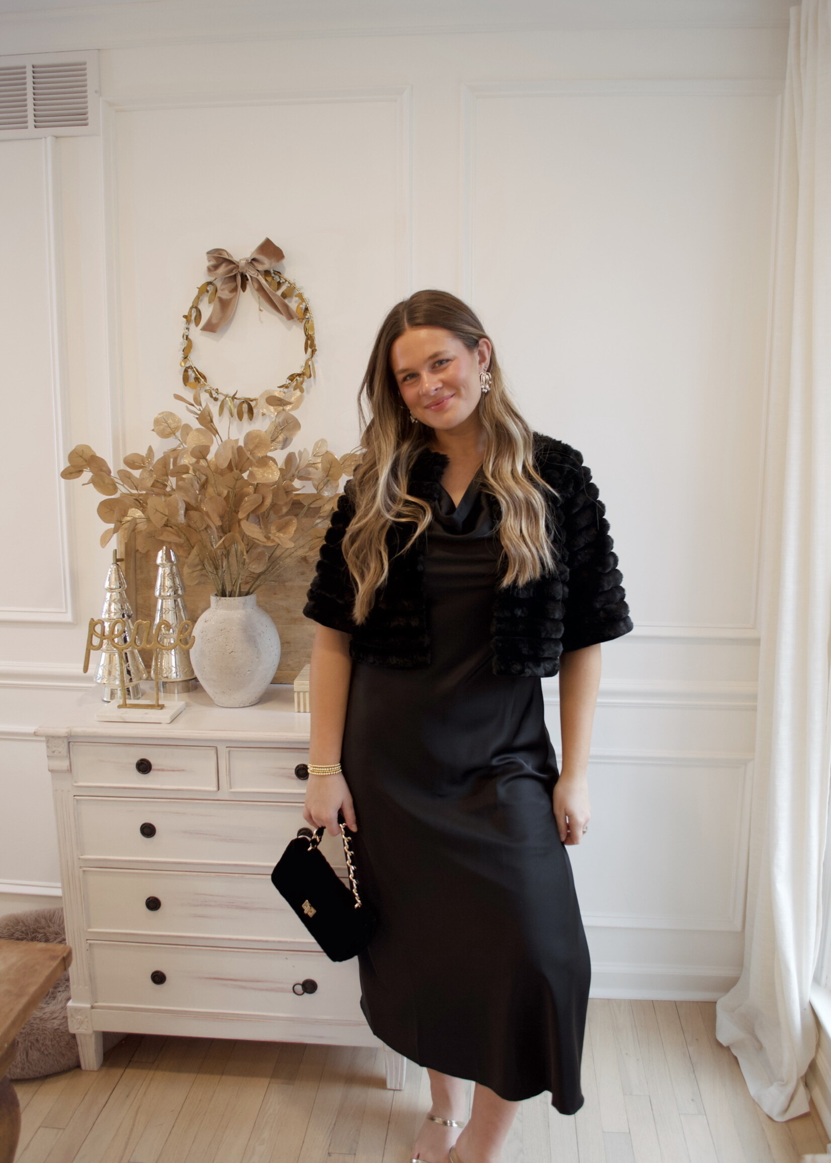 Mae Half Sleeve Faux Fur Crop Jacket