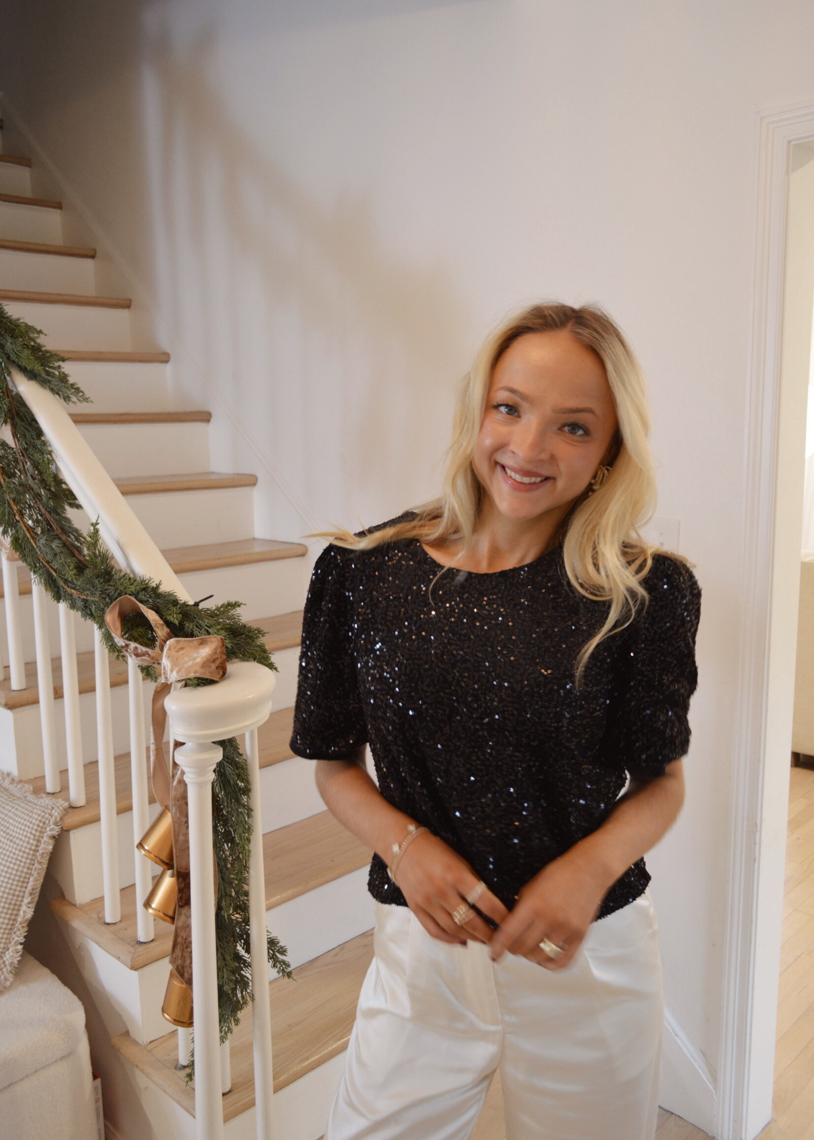 Joyce Sequin Short Sleeve Top