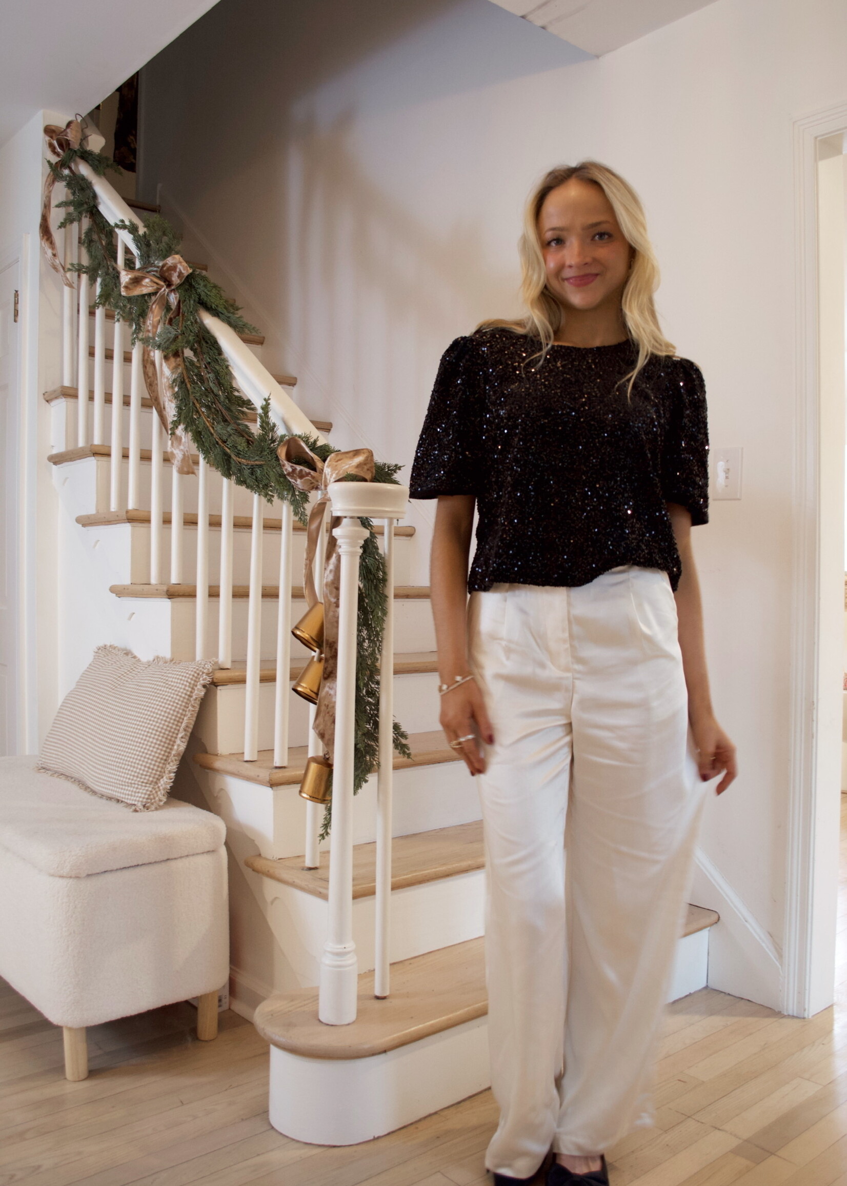 Joyce Sequin Short Sleeve Top