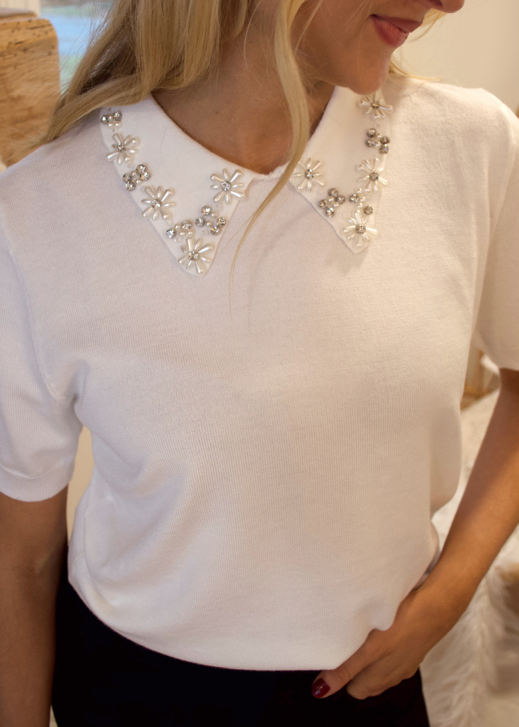 Beanca Embellished Collar Knit Sweater