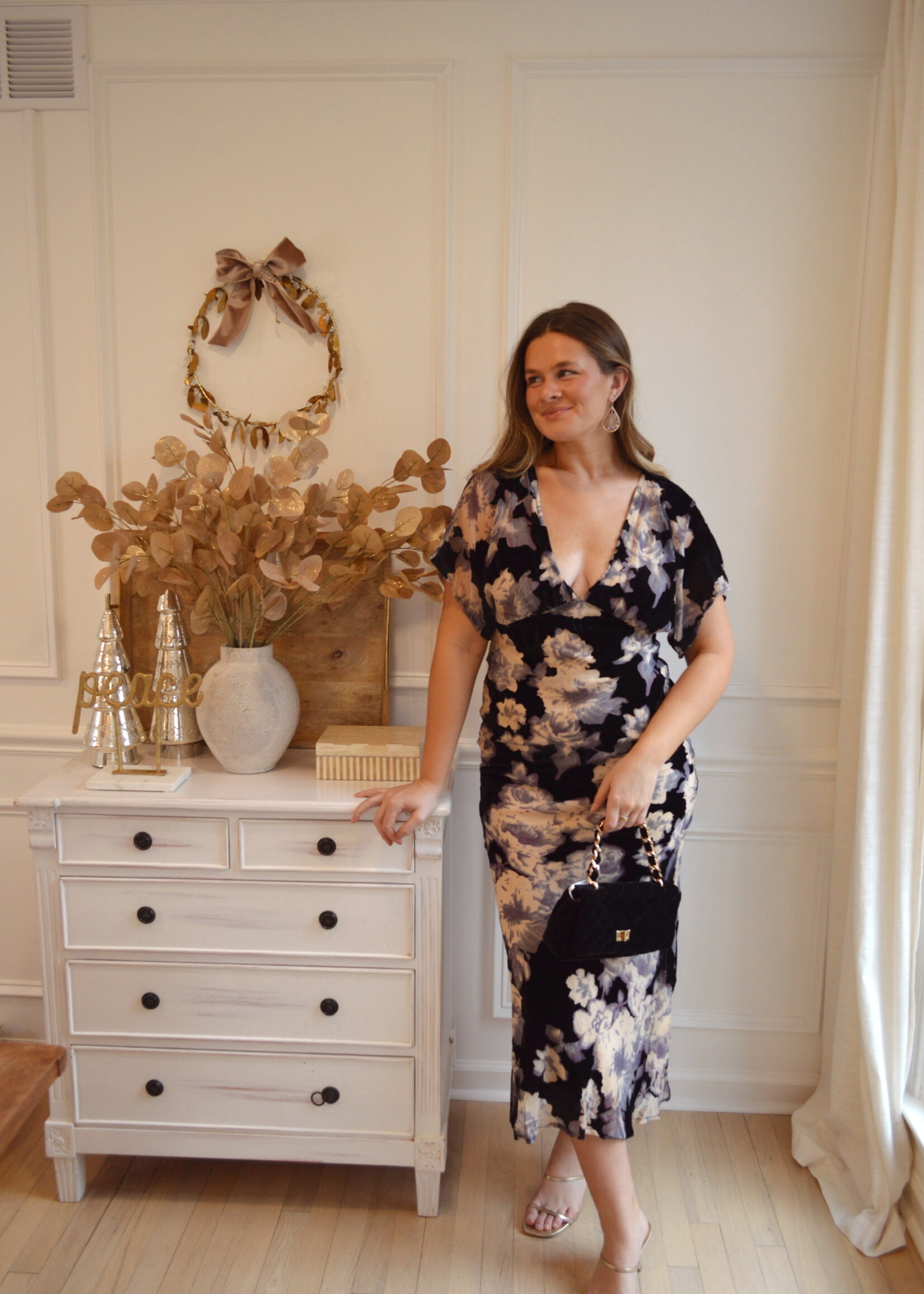 Doutzen Floral Velvet Maxi Dress