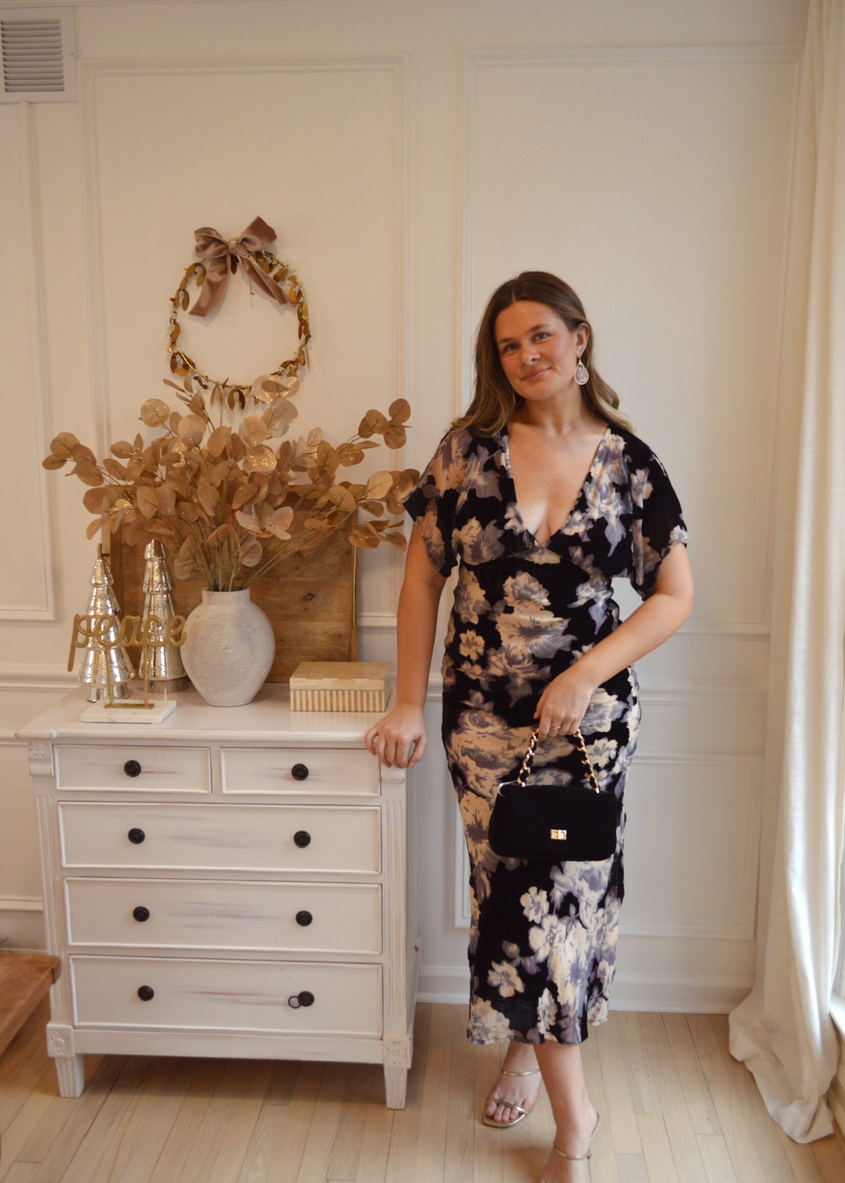 Doutzen Floral Velvet Maxi Dress