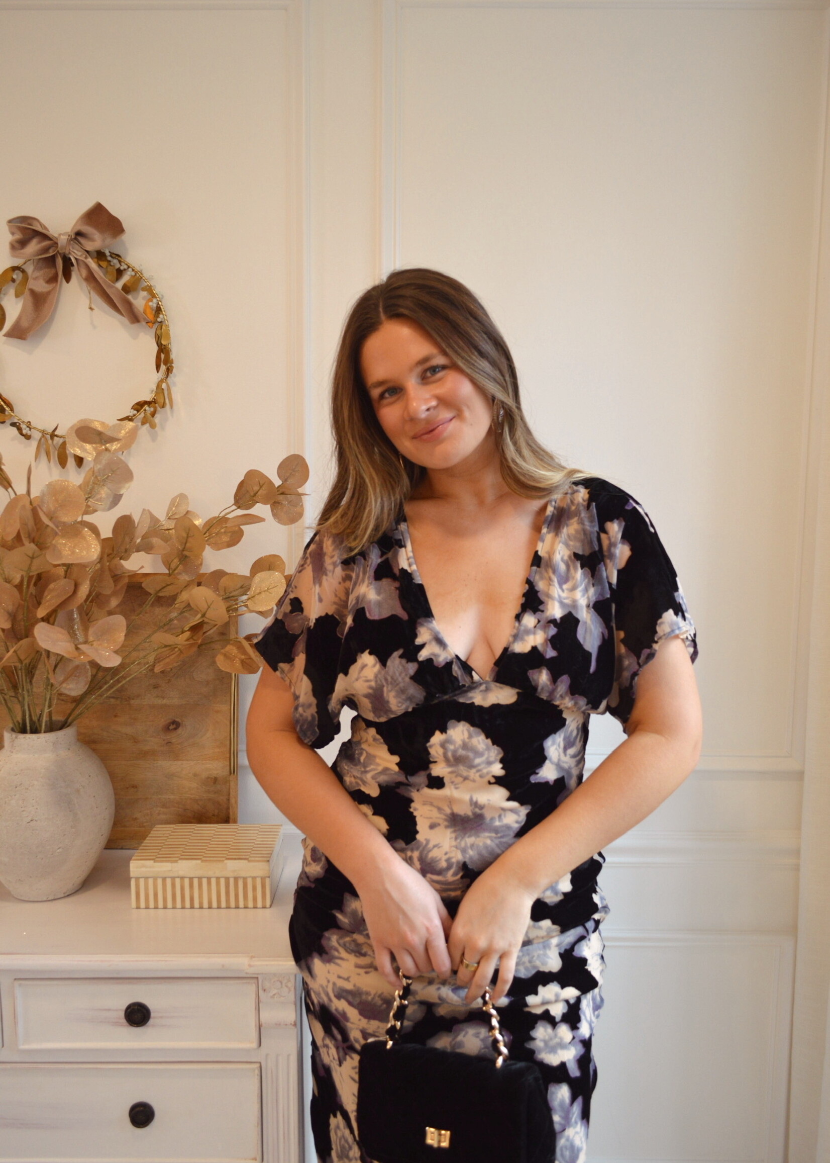 Doutzen Floral Velvet Maxi Dress