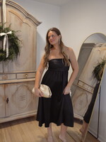 Alvin Satin Ruched Tube Maxi Dress