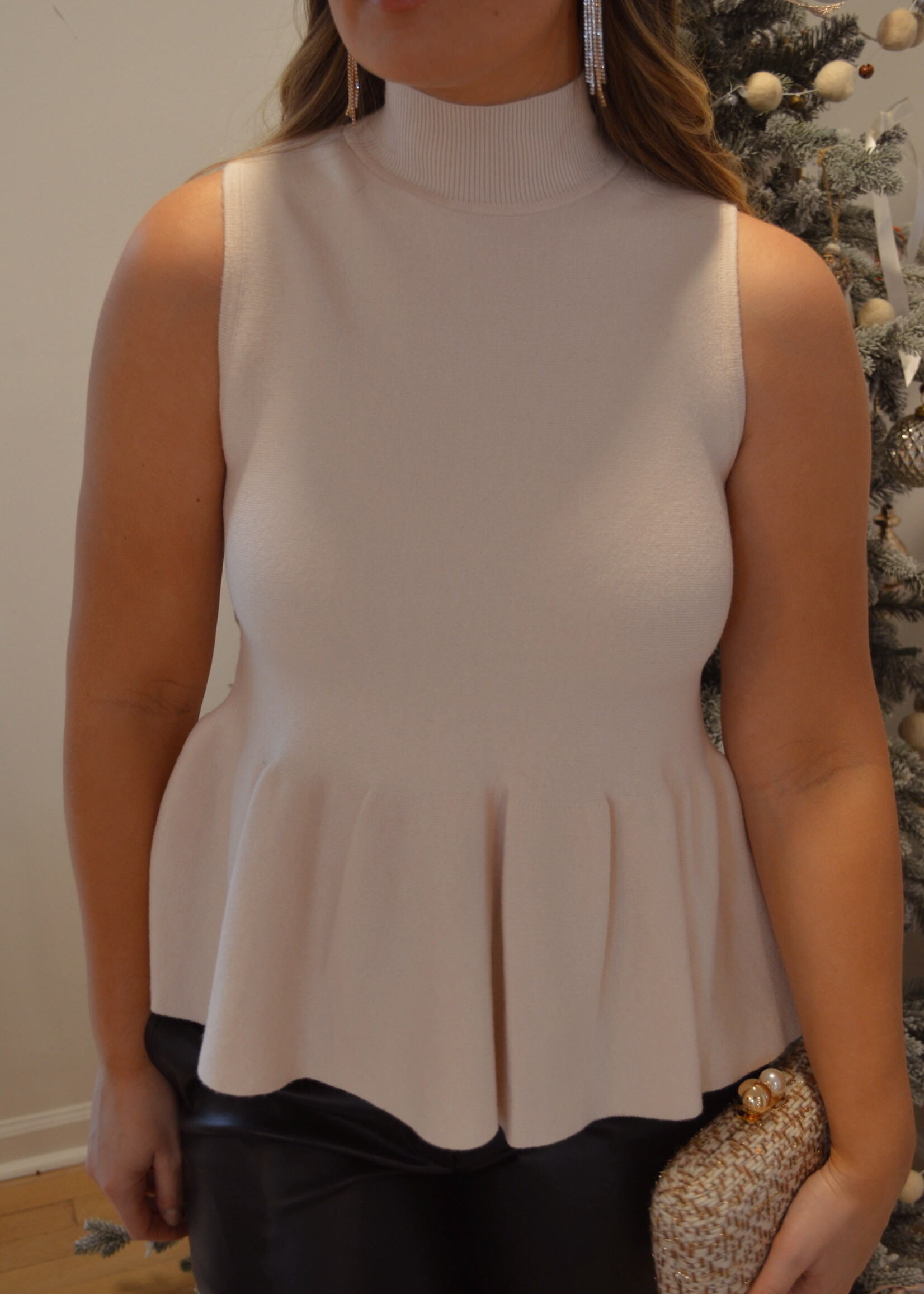 Miki Mock Neck Peplum Top