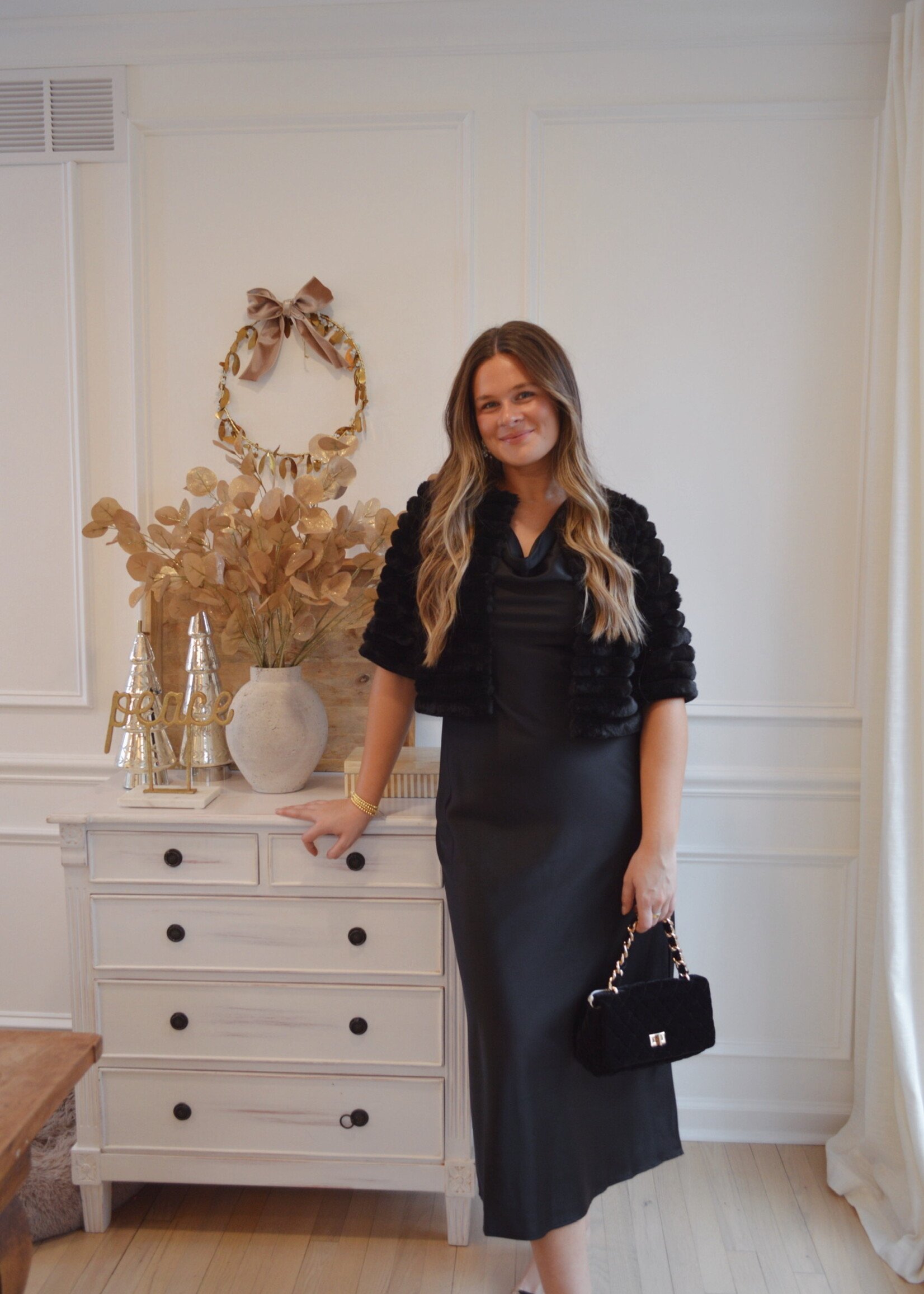 Callaia Cowl Neck Satin Midi Dress