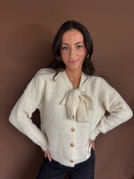 Amber Tie Collar Button Front Cardigan