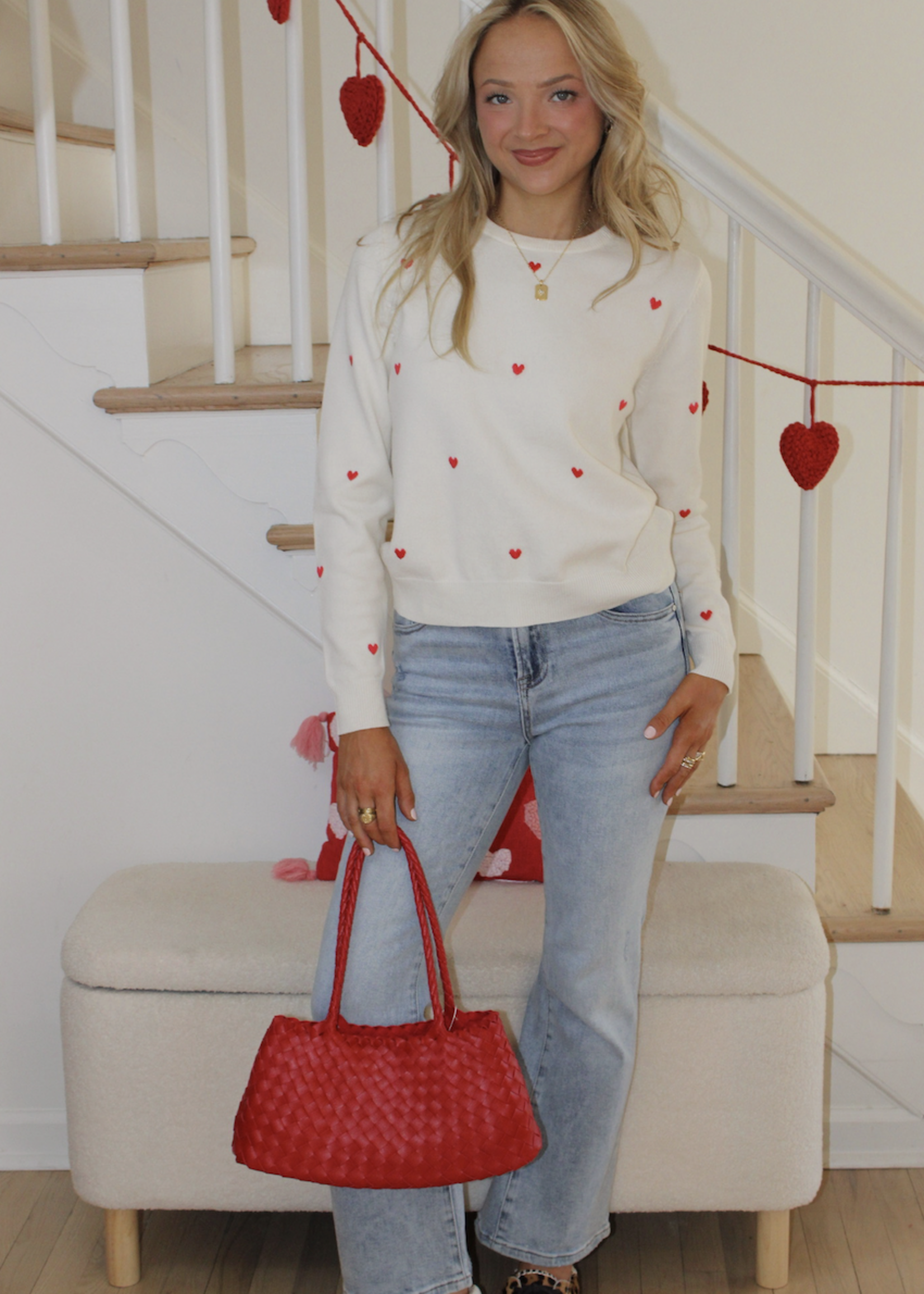 Caroline Heart Embroidery Sweater