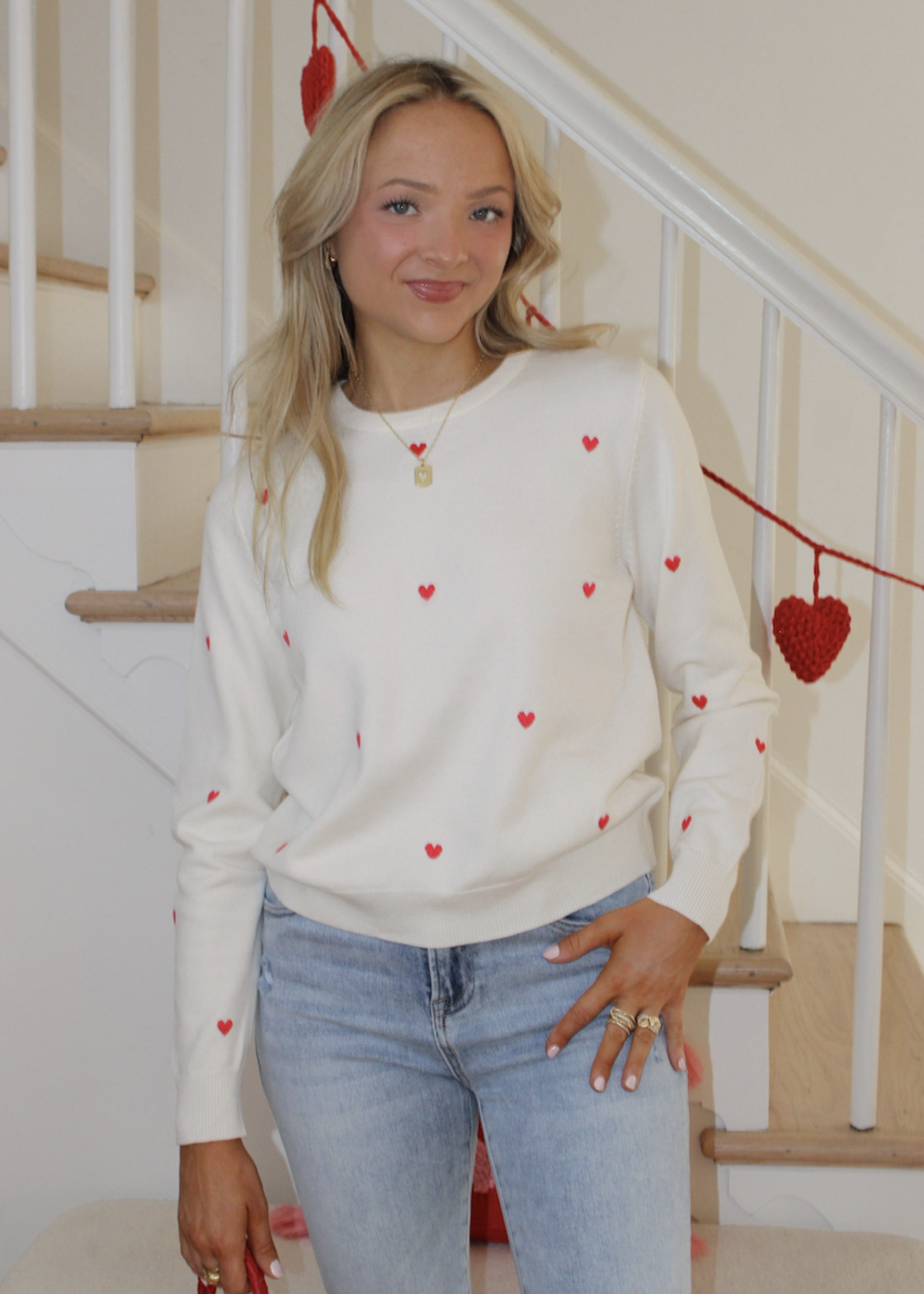 Caroline Heart Embroidery Sweater