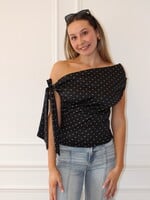 Holland Satin Asymmetrical Polka Dot Top