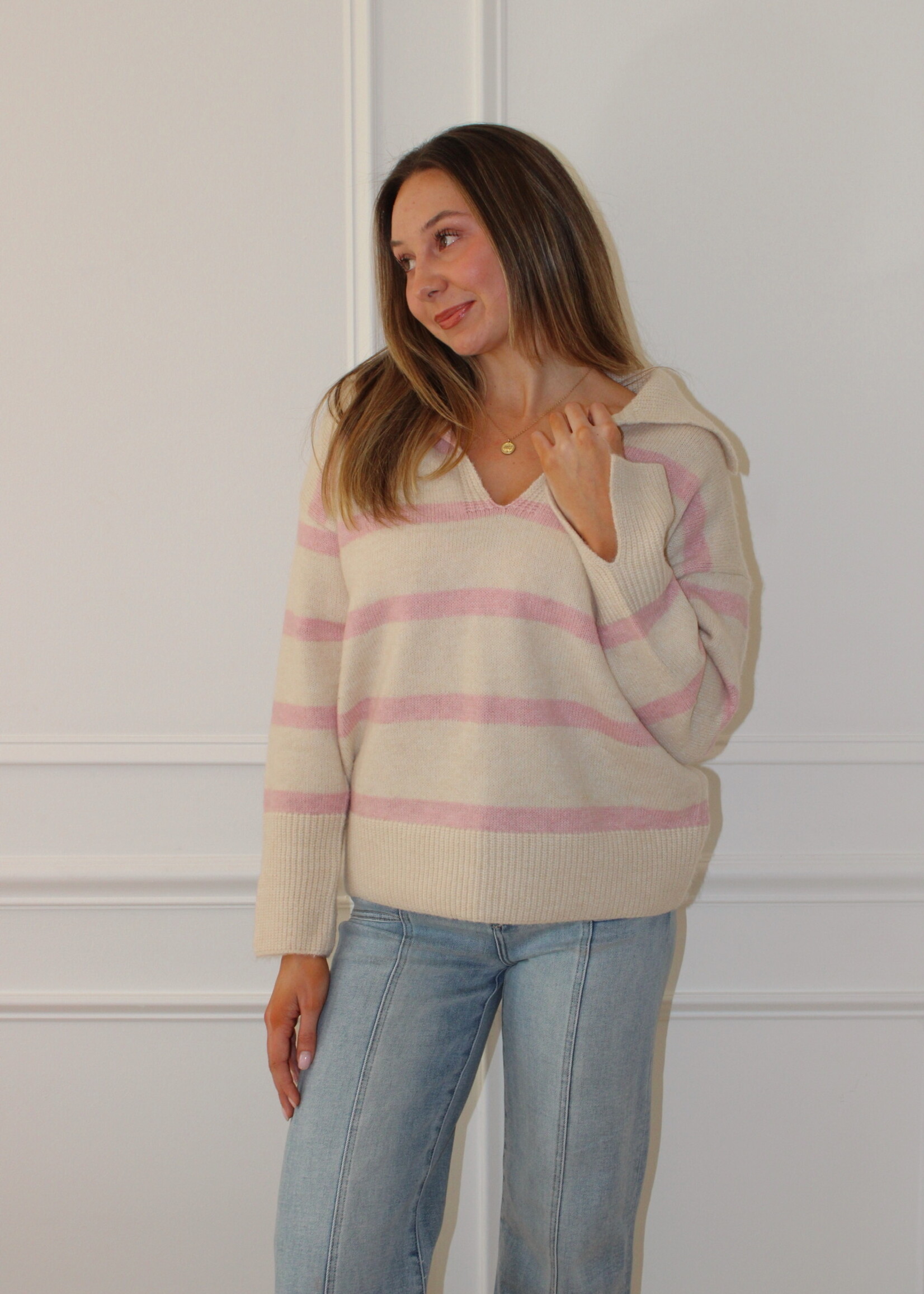 Kali Collared Stripe Knit Sweater