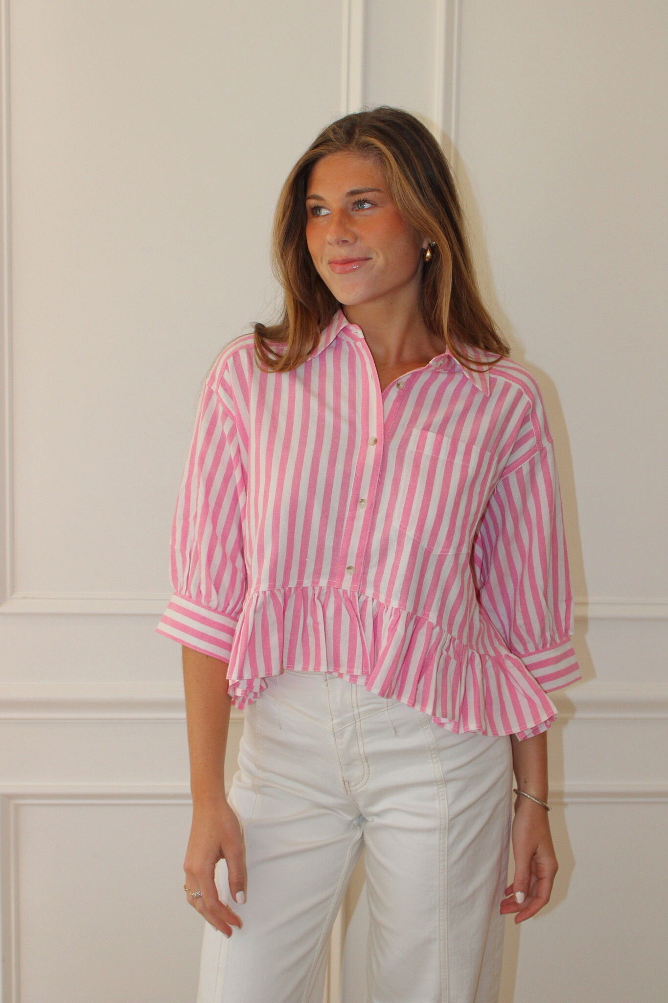 Moritz Ruffle Button Down Top - Women’s Clothing | The Pink Turtle