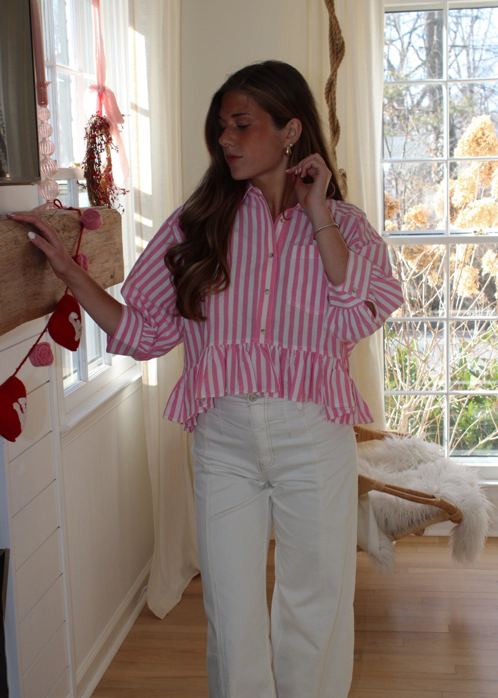 Moritz Ruffle Button Down Top