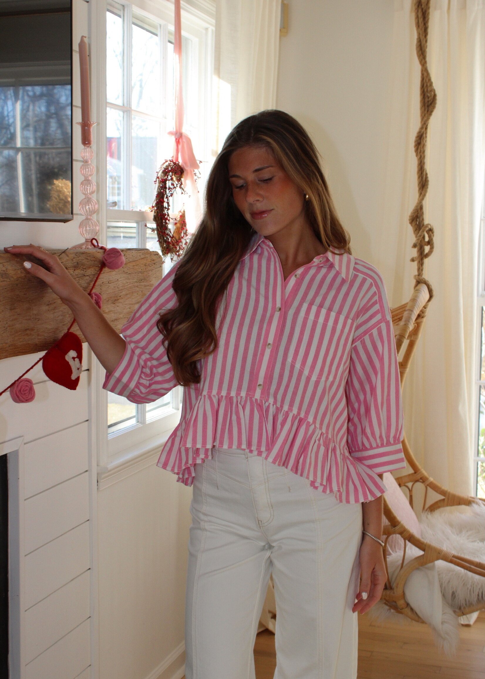 Moritz Ruffle Button Down Top