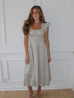 Doreen Ruffle Sleeve Printed Midi Dress