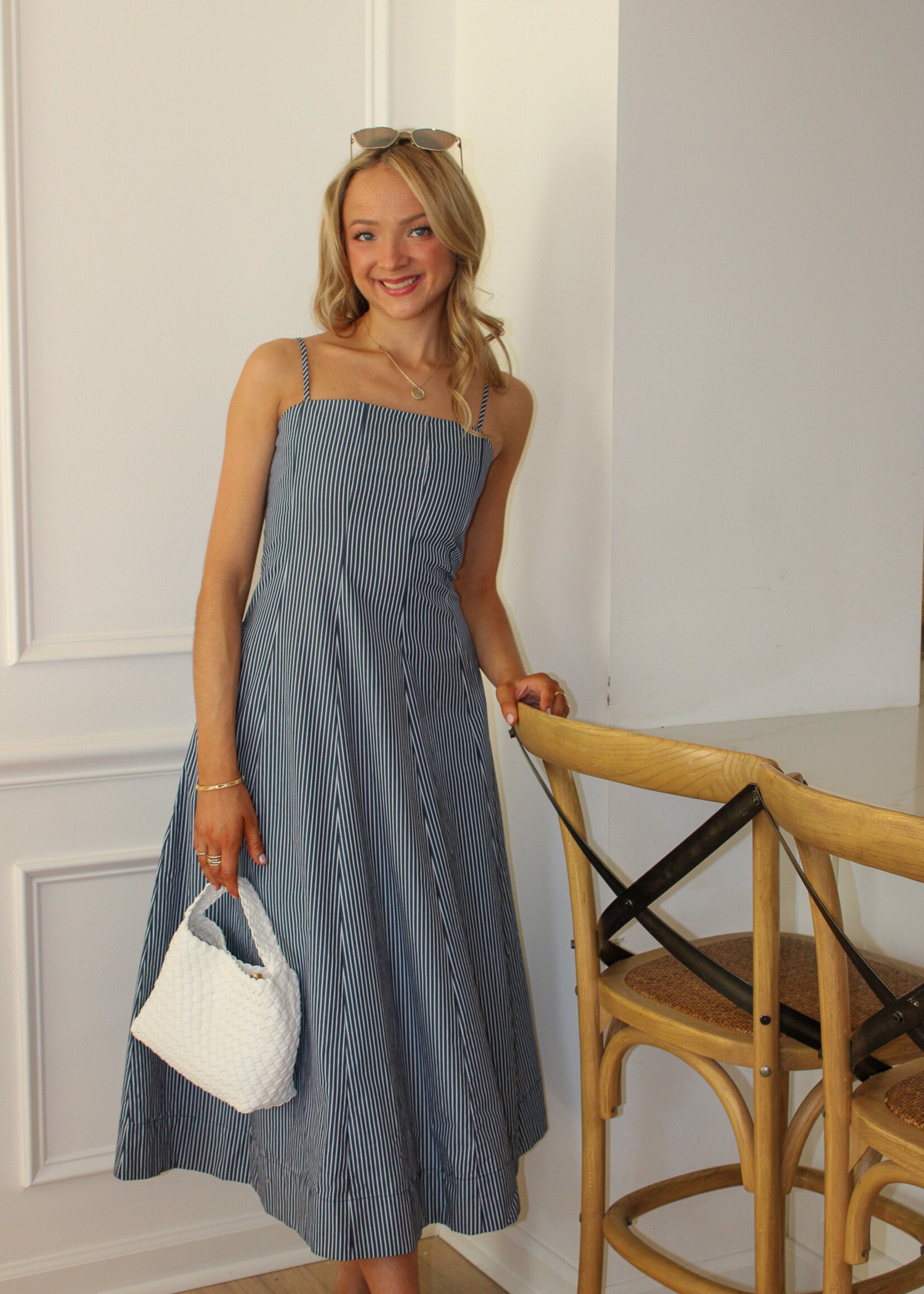 Darla Striped Panel Midi Dress