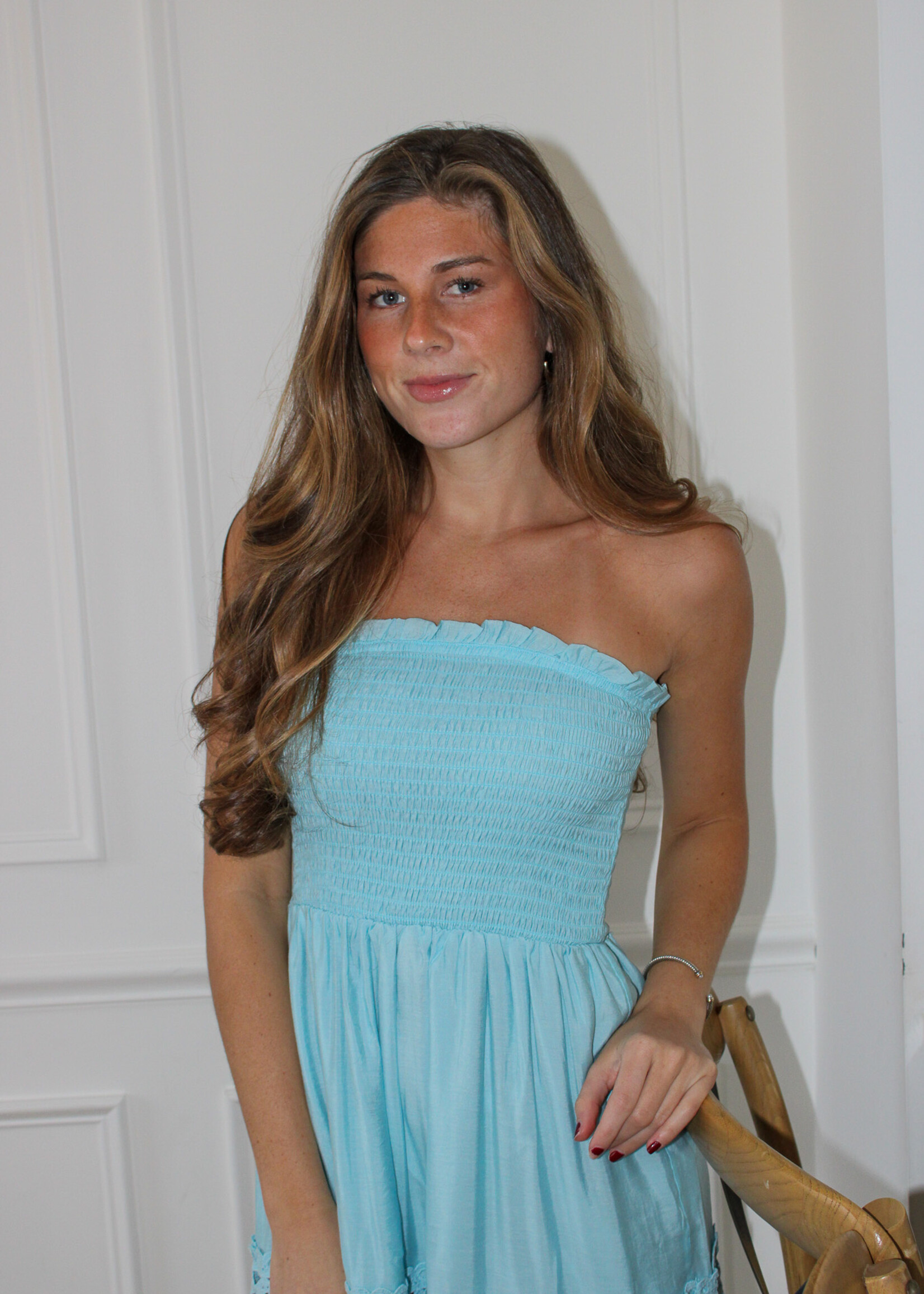 Taigan Strapless Eyelet Maxi Dress