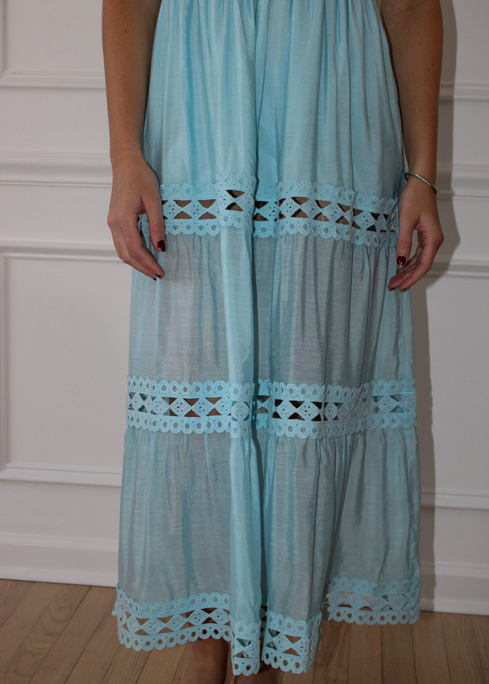 Taigan Strapless Eyelet Maxi Dress