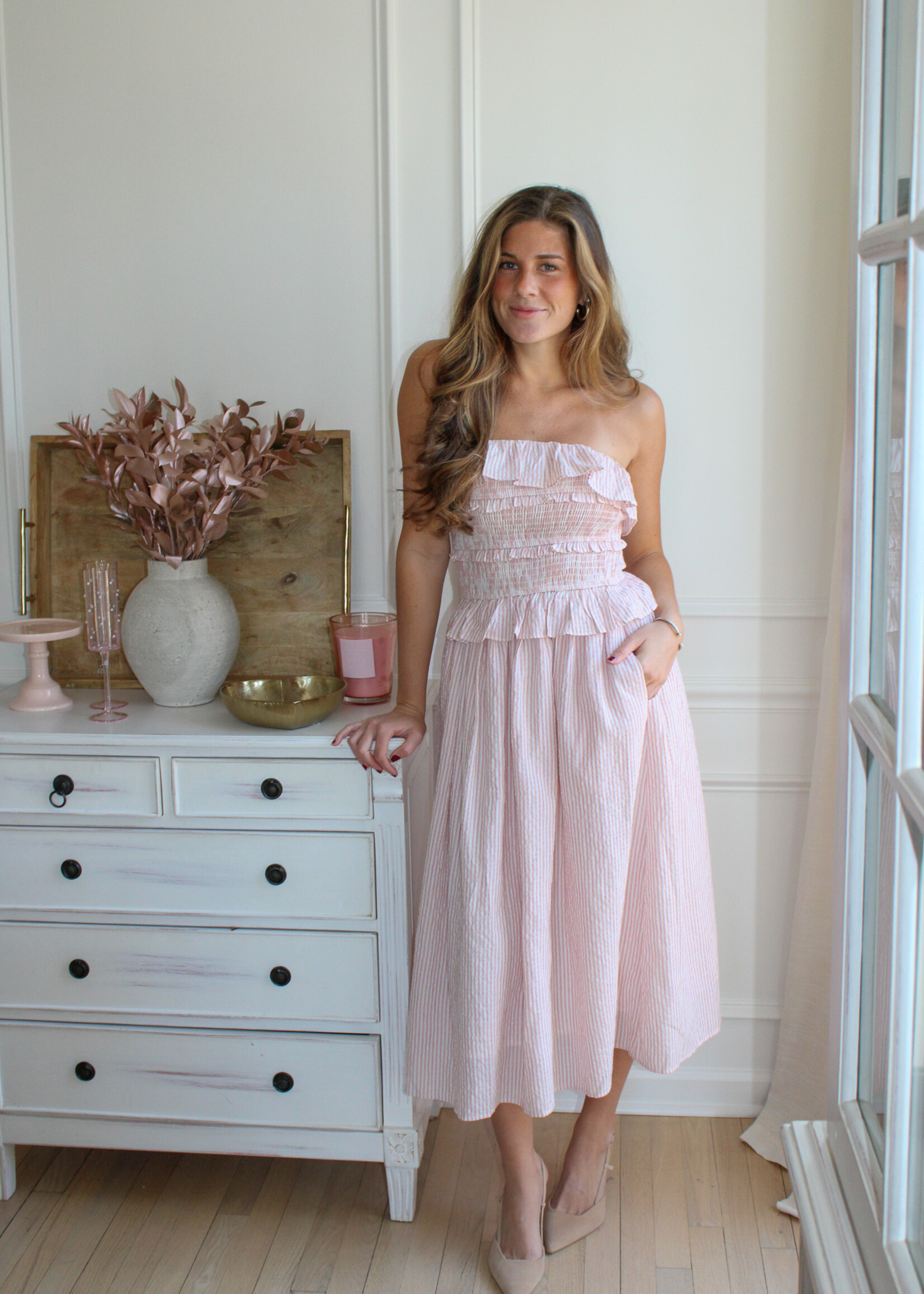 Alexandria Ruffle Smocked Midi Dress