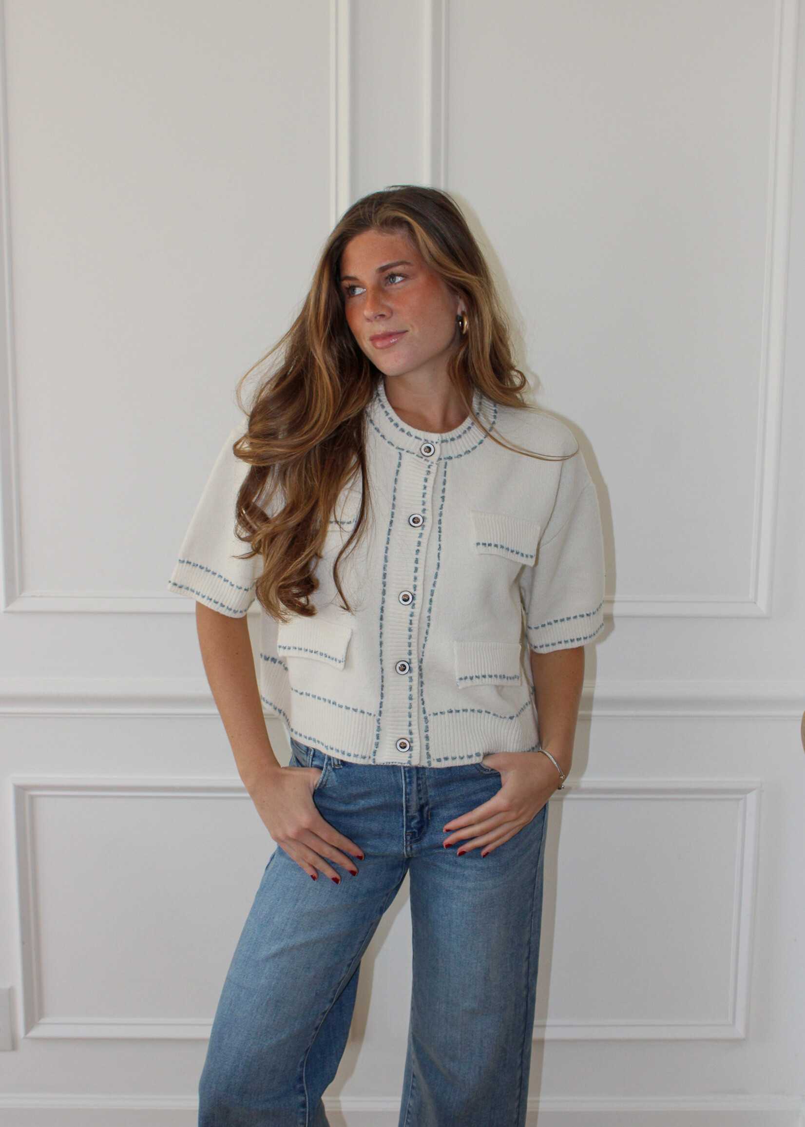 Hardy Short Sleeve Contrast Sweater