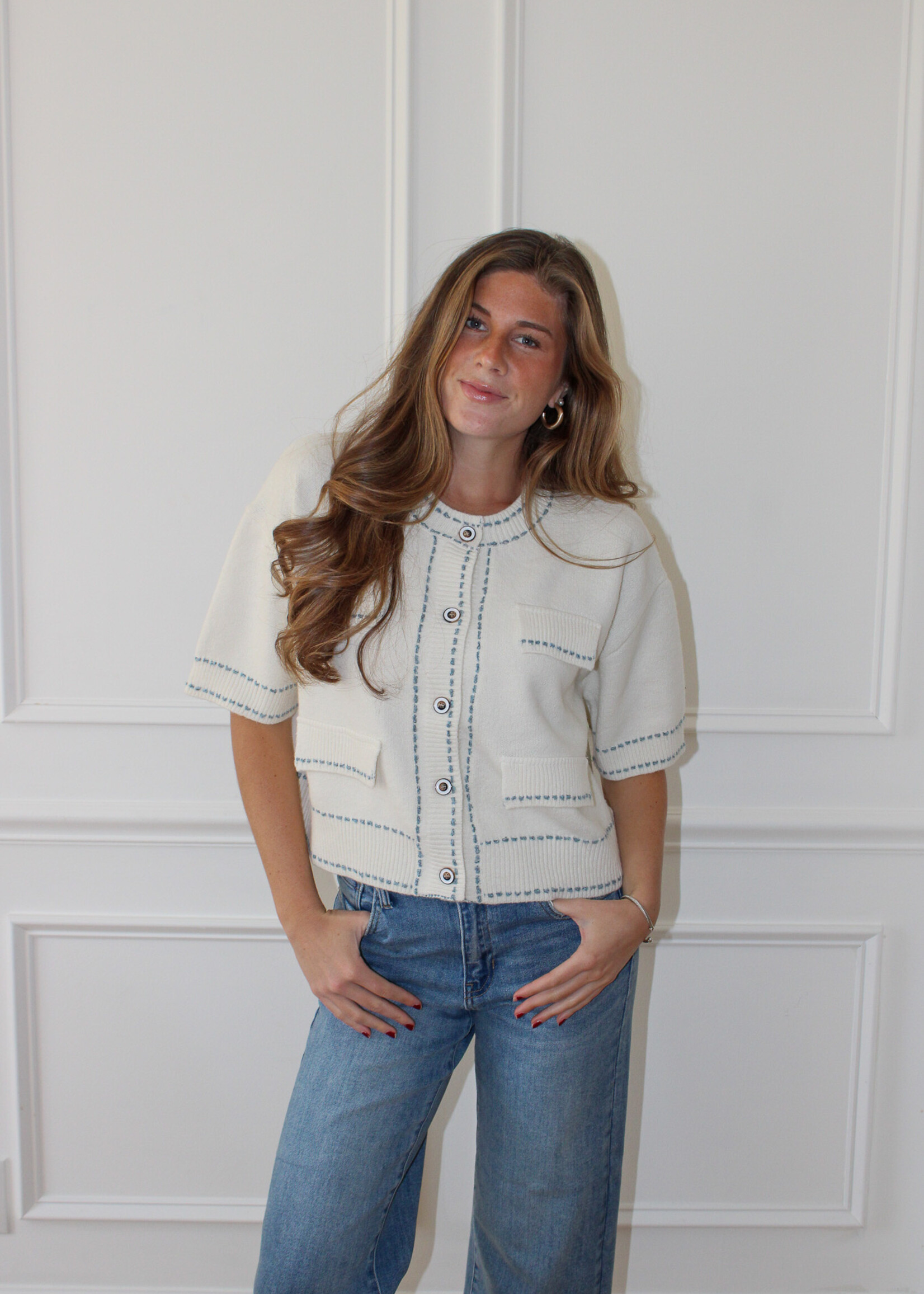 Hardy Short Sleeve Contrast Sweater