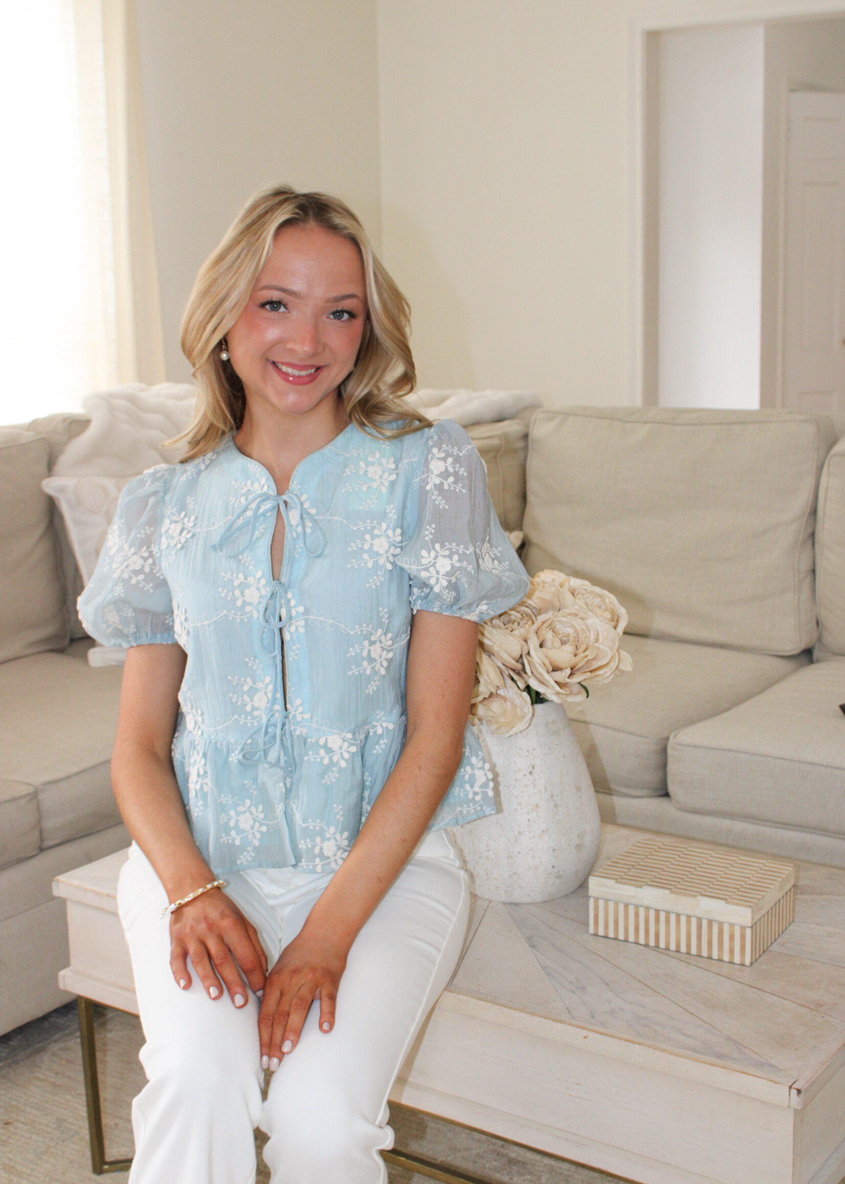 Deedra Embroidered Peplum Blouse