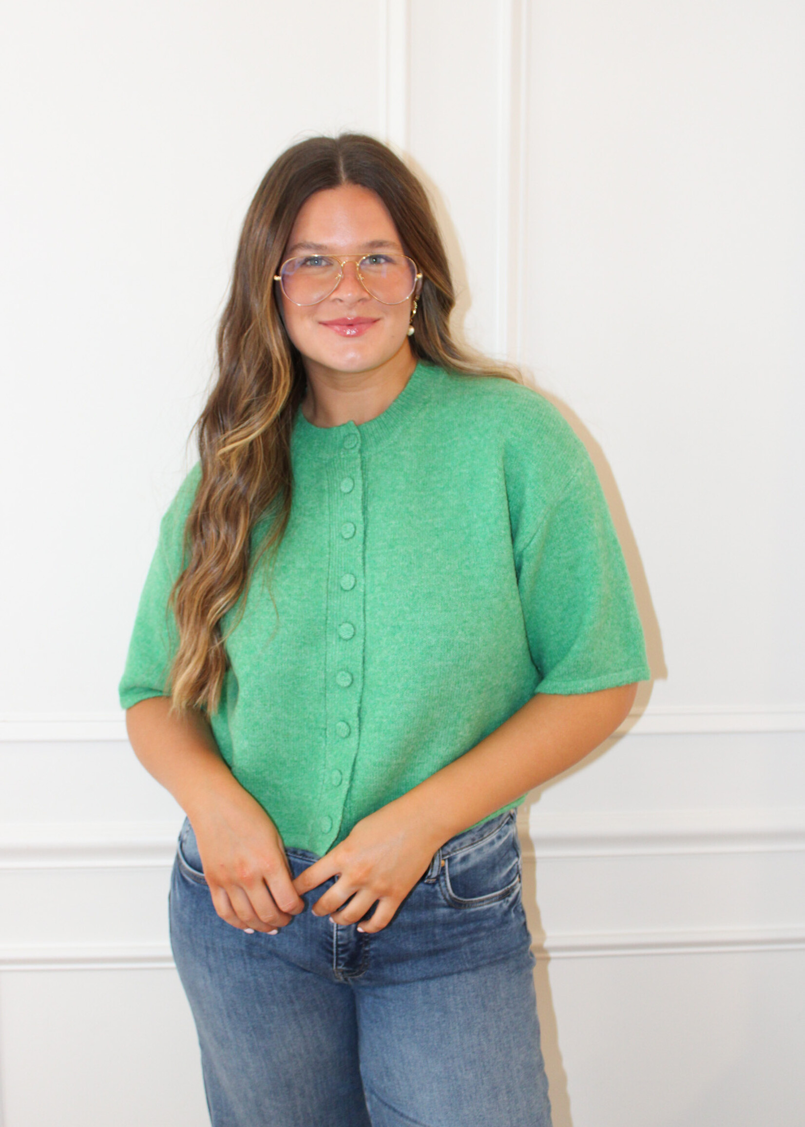 Beverly Button Down Short Sleeve Sweater