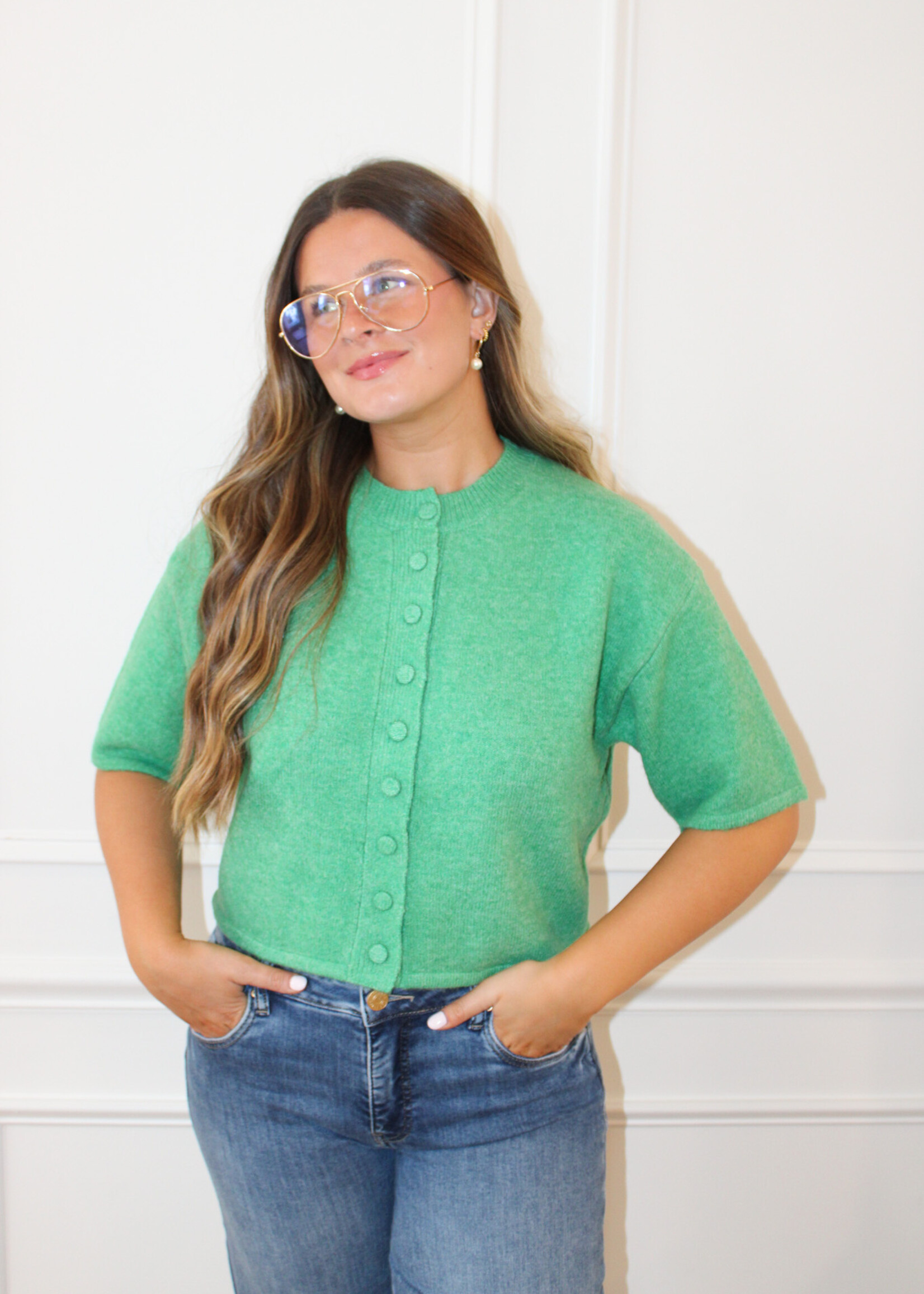 Beverly Button Down Short Sleeve Sweater