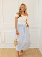 Covin Stripe Round Hem Midi Skirt