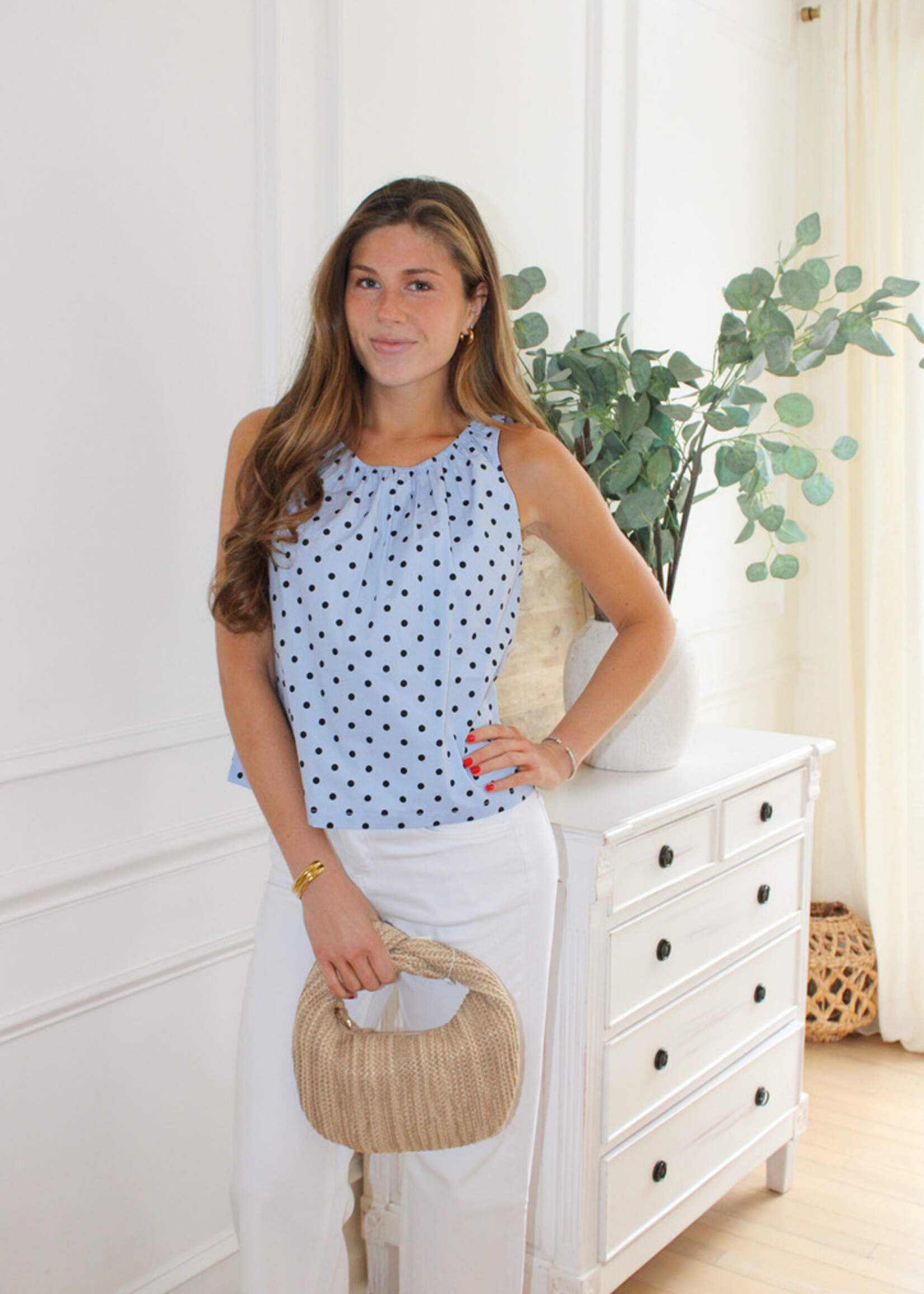 Betha Polka  Dot Sleeveless Top