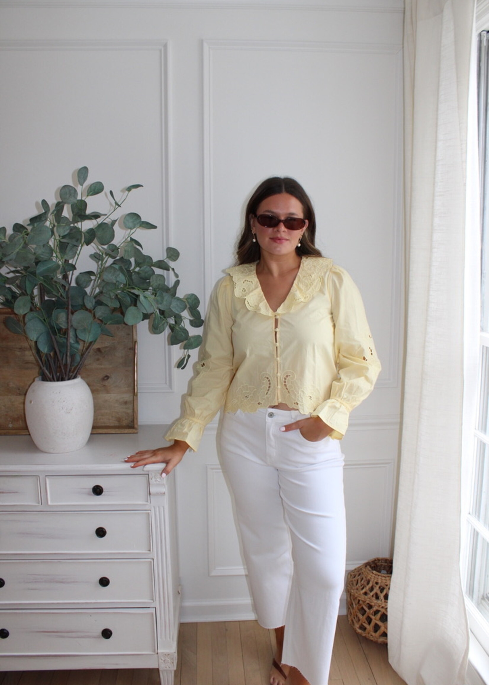 Catriona Embroidery Ruffle Blouse