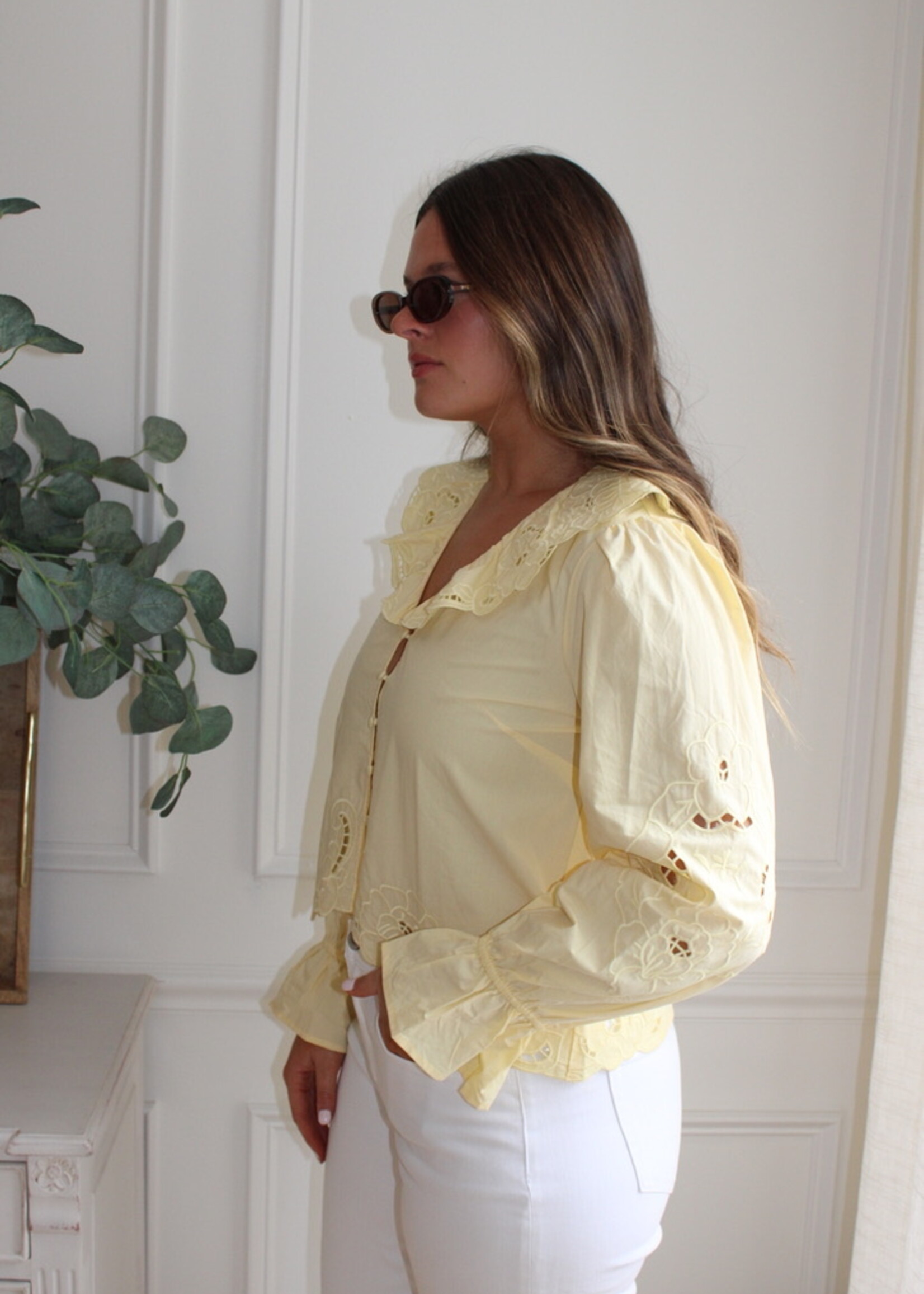 Catriona Embroidery Ruffle Blouse