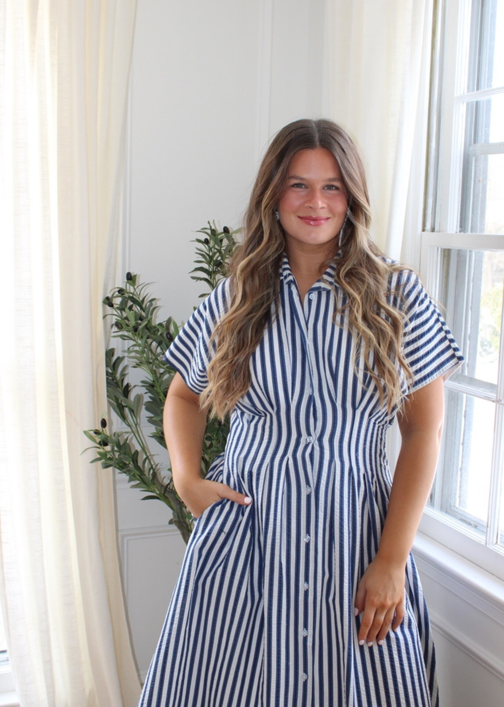 Sofie Stripe Button Up Maxi Dress