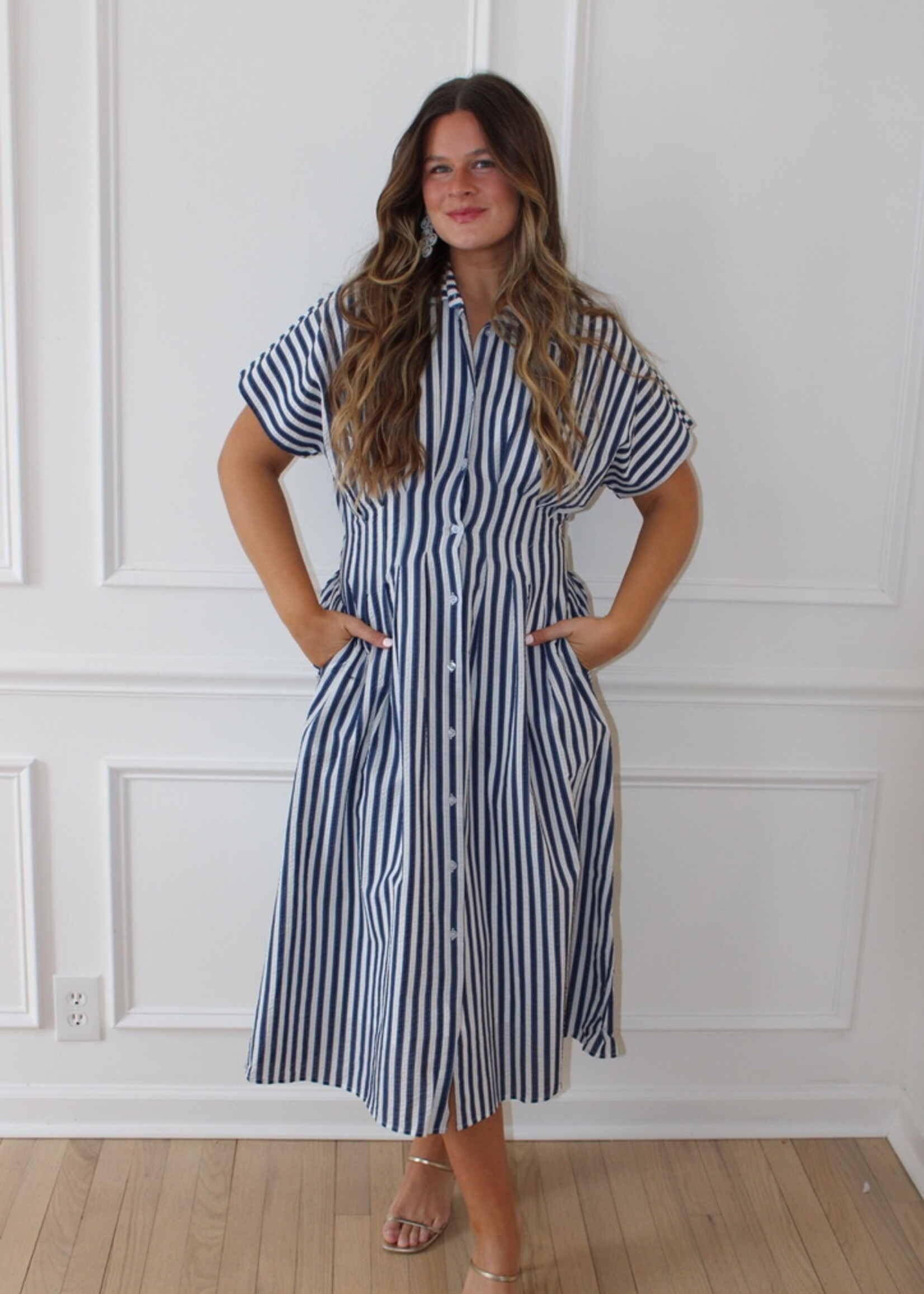 Sofie Stripe Button Up Maxi Dress