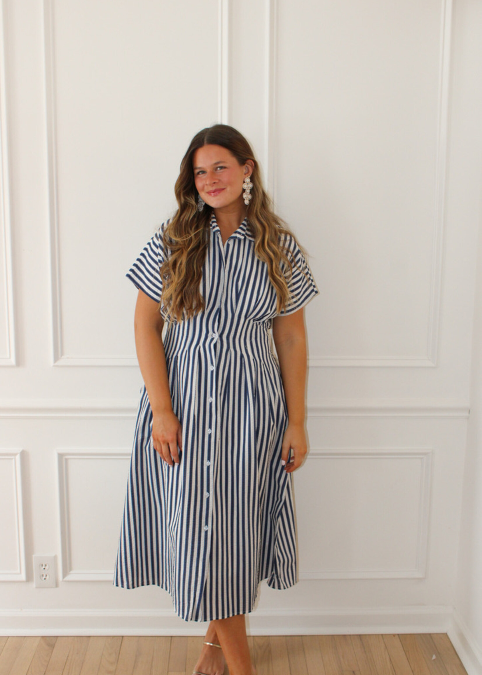 Sofie Stripe Button Up Maxi Dress