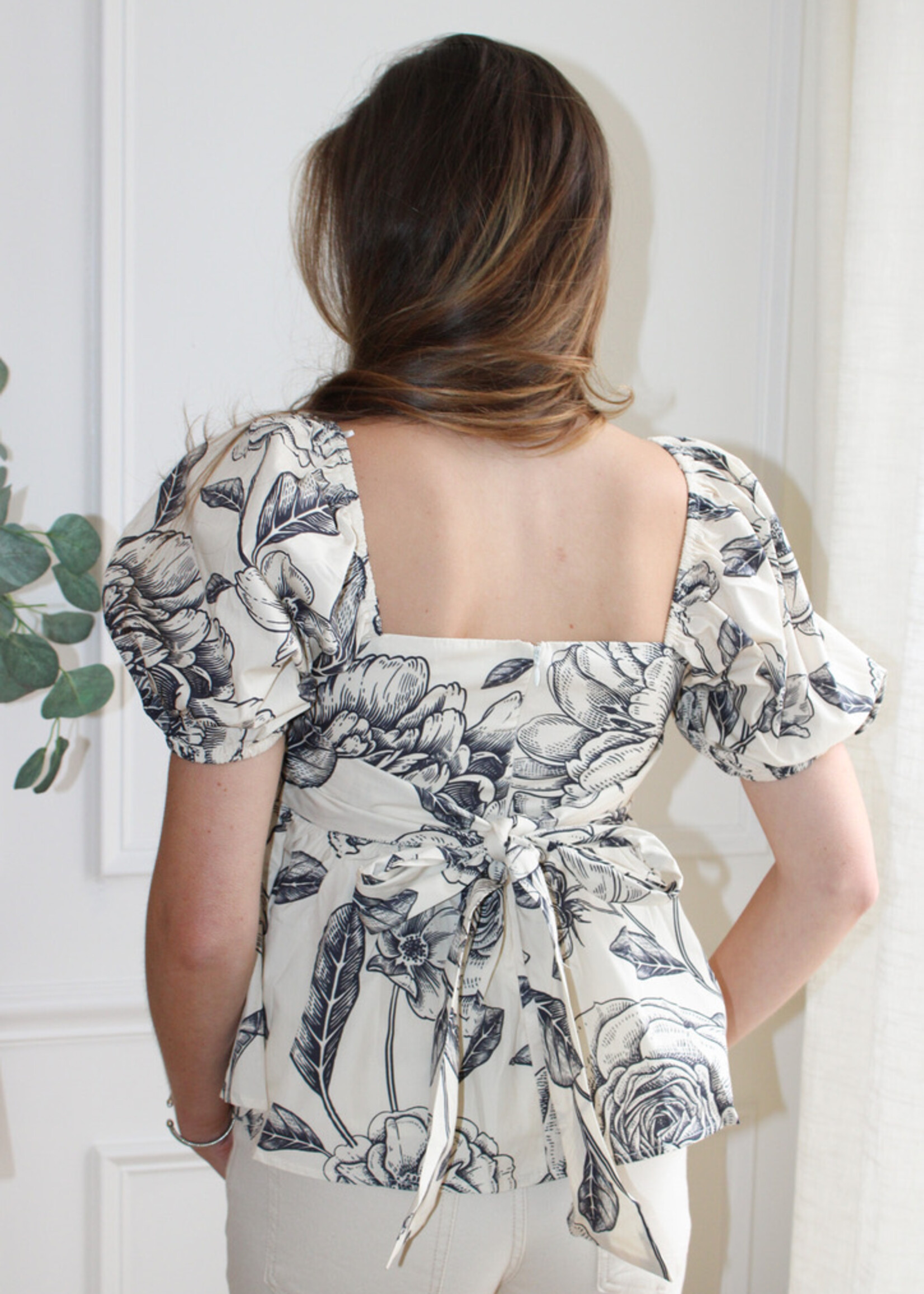 Britta Floral Print Square Neck Top