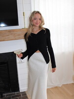 Caterina Polka Dot Satin Skirt