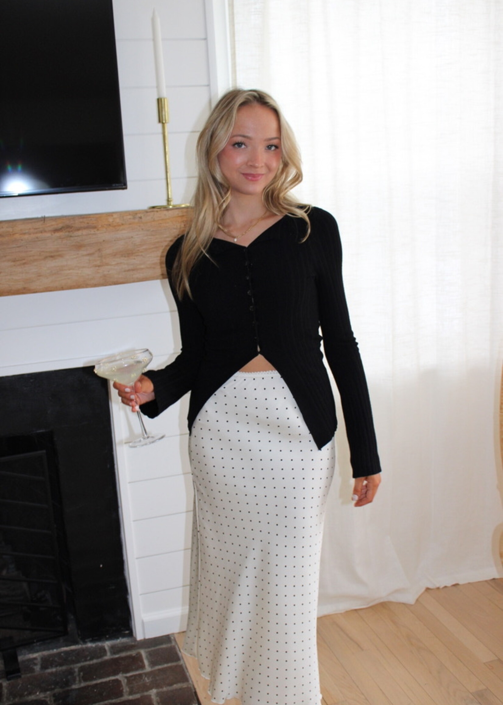 Caterina Polka Dot Satin Skirt