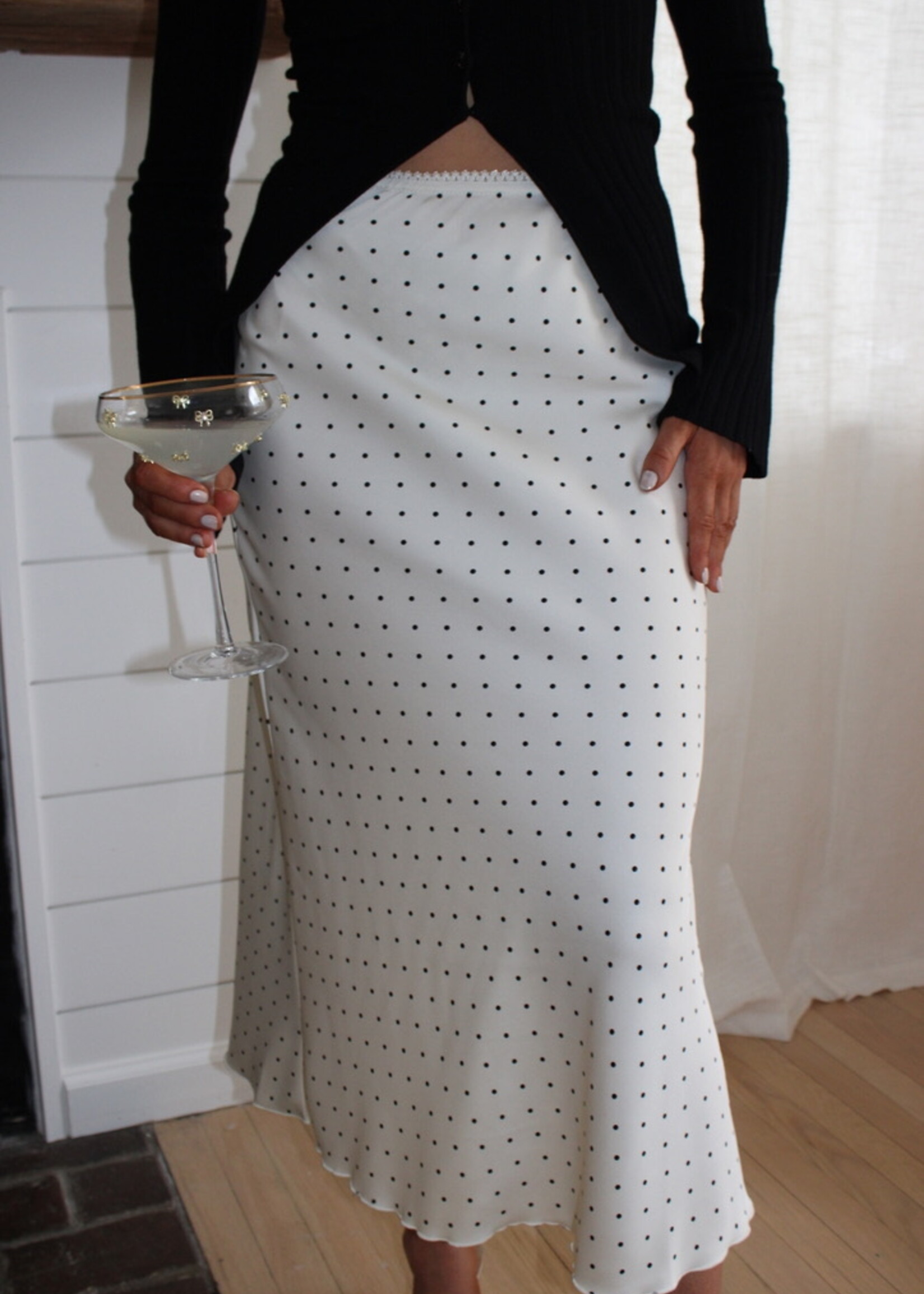 Caterina Polka Dot Satin Skirt
