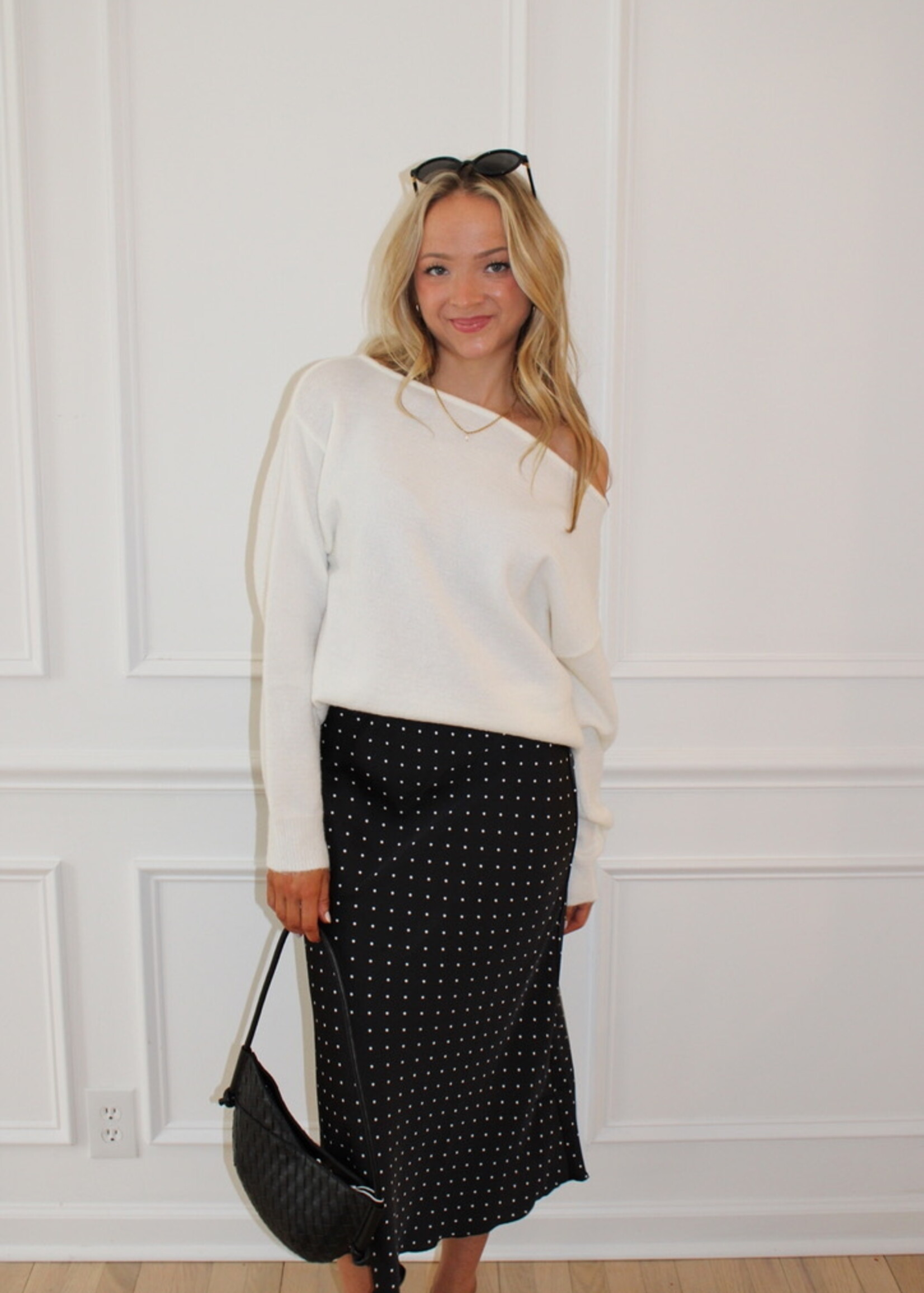 Cassidy Polka Dot Satin Skirt