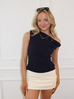 Axelle Solid Stretch Twill Mini Skort